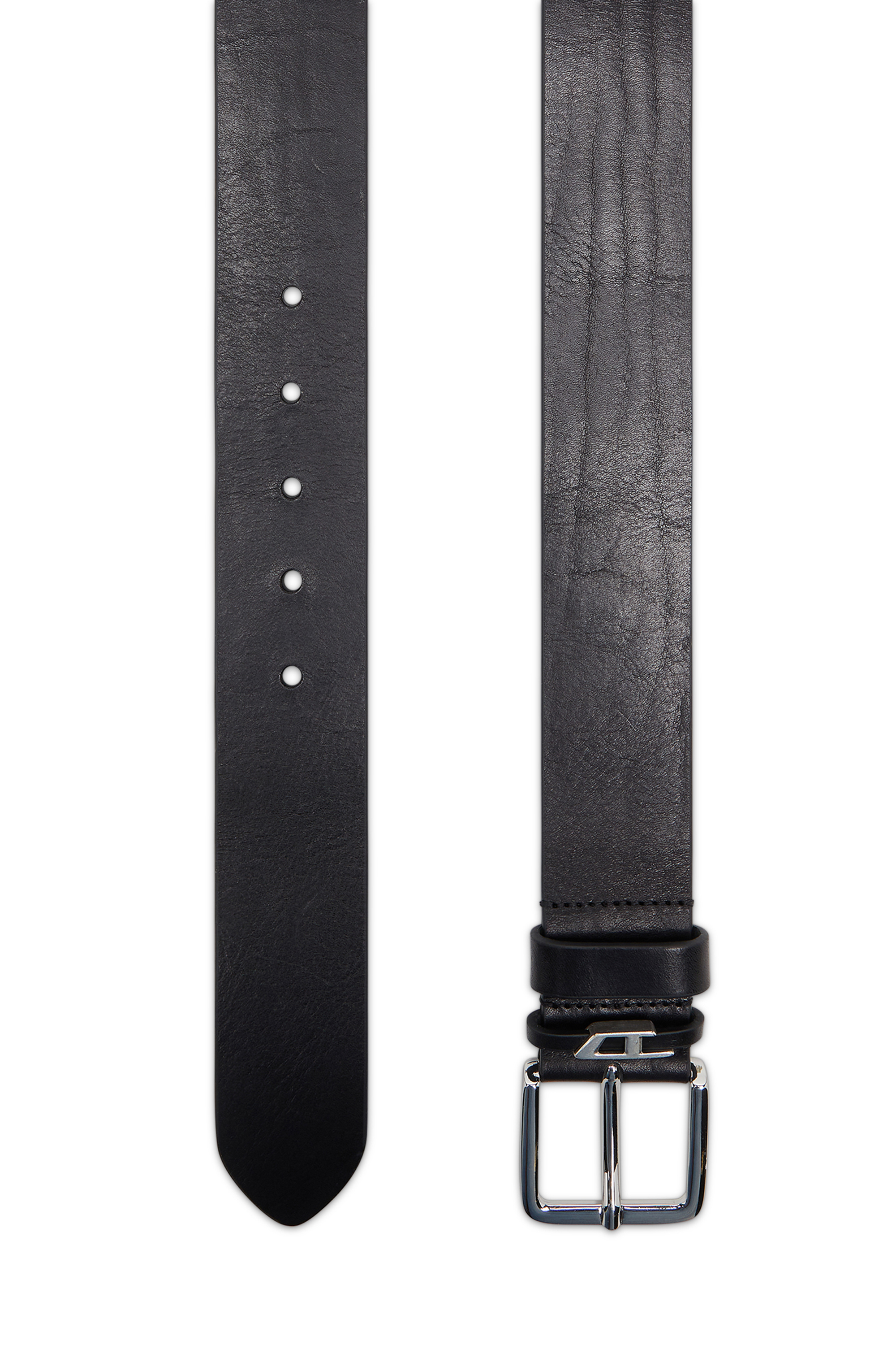 Diesel - B-D LOOP, Man's 4 cm crinkle leather belt in Black - 2