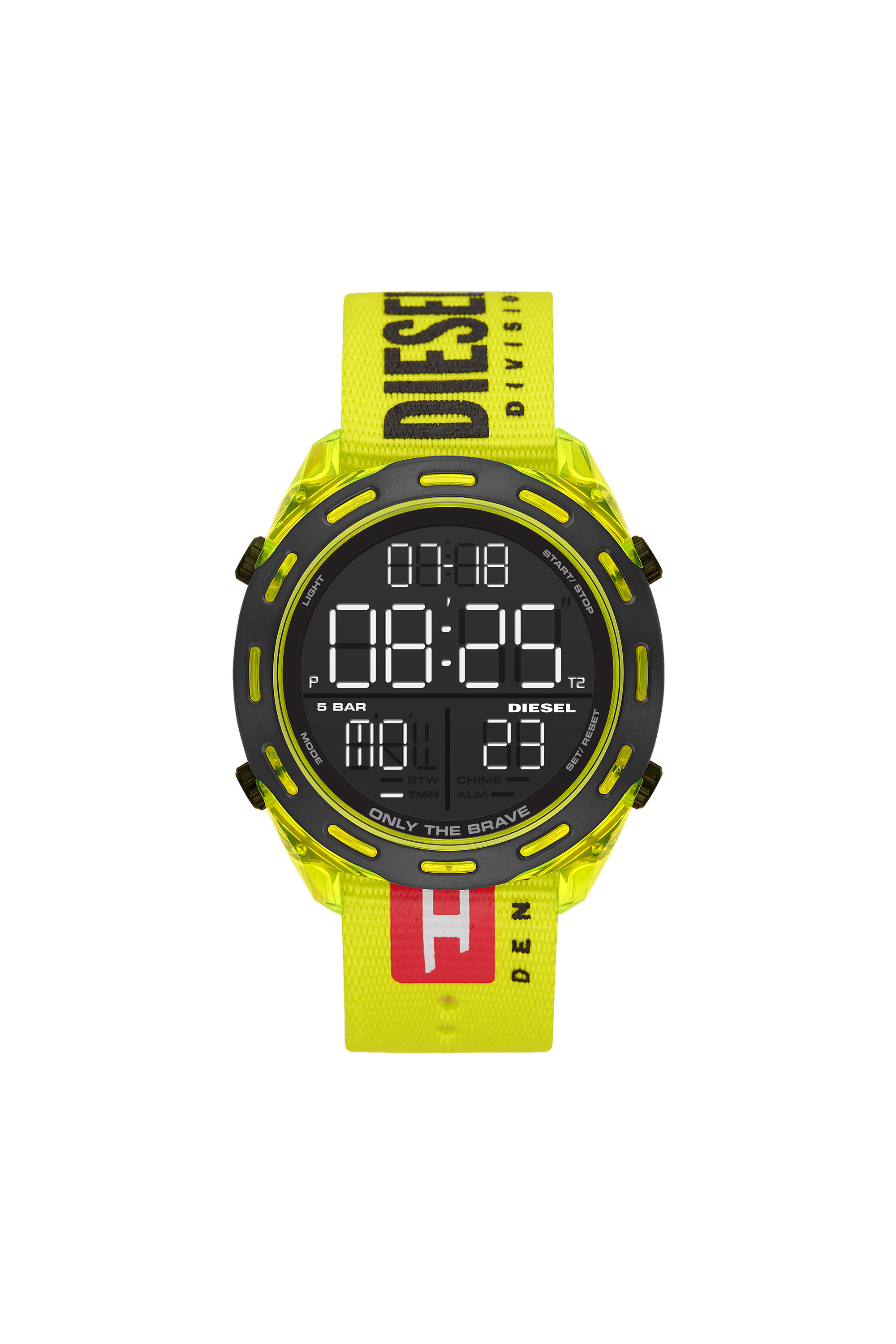 Diesel - DZ1895, Man's Crusher digital neon yellow nylon watch in Yellow Fluo - 1