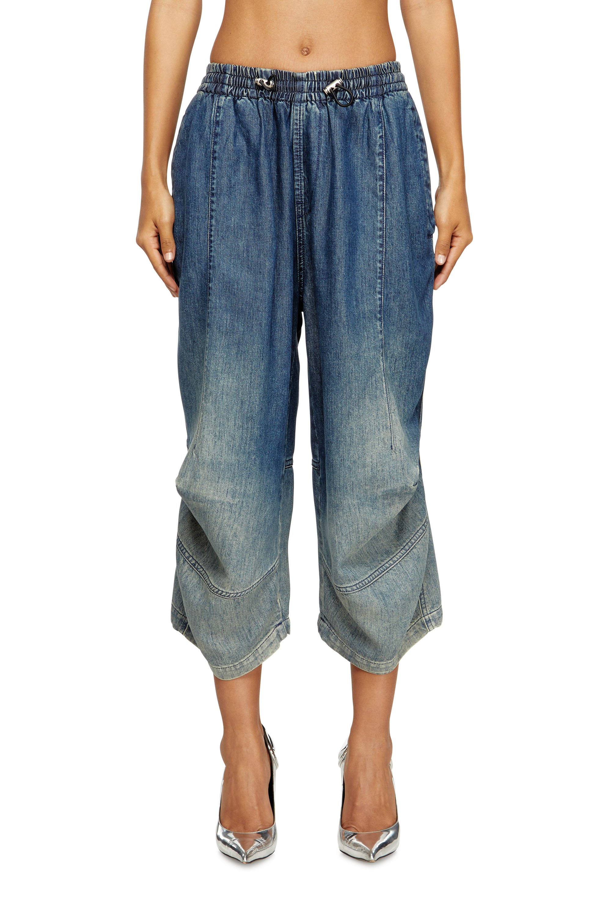 Diesel - D-PARI-SHORT-S, Unisex's Ergonomic shorts in shaded denim in Medium blue - 4