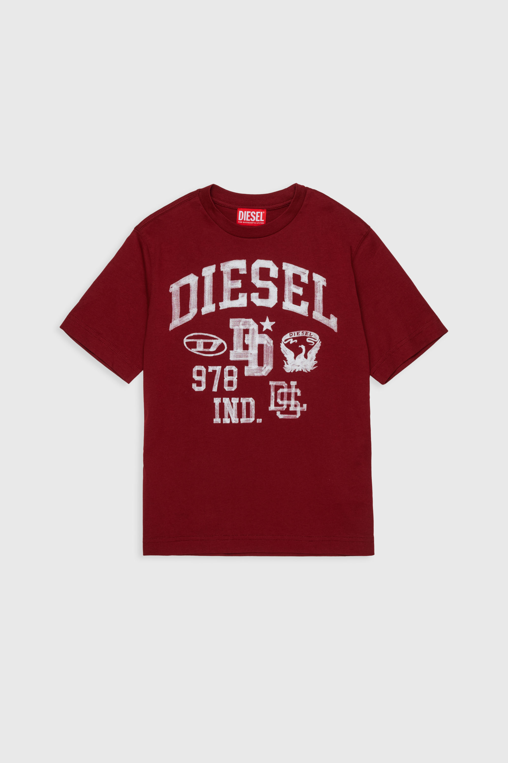 Diesel - TBAND OVER, Man's Cotton T-shirt with varsity graphics in Red - 1