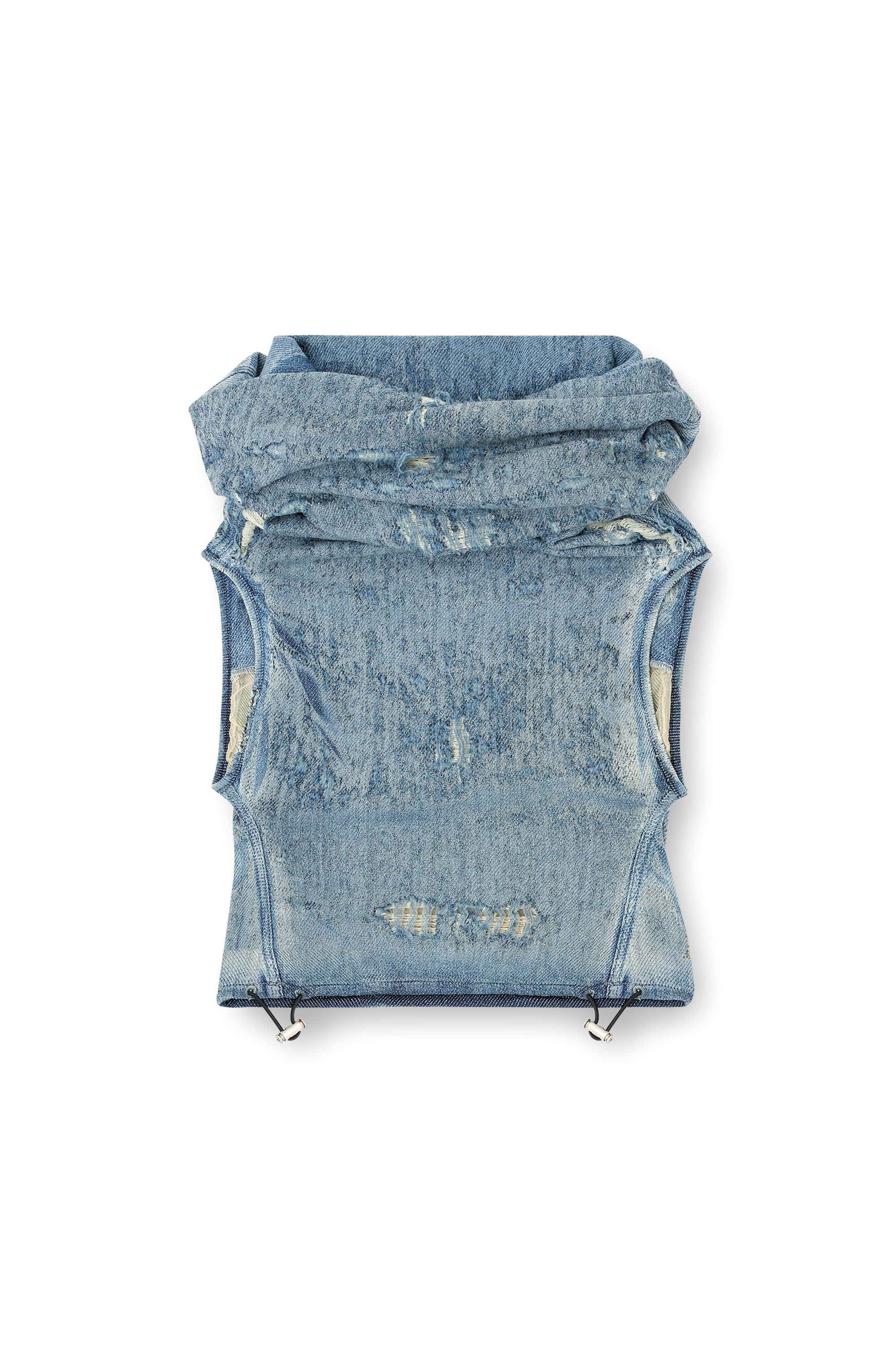 Diesel - DE-VANIA-FSG, Woman's Top in ultra-destroyed jacquard denim in Medium blue - 2