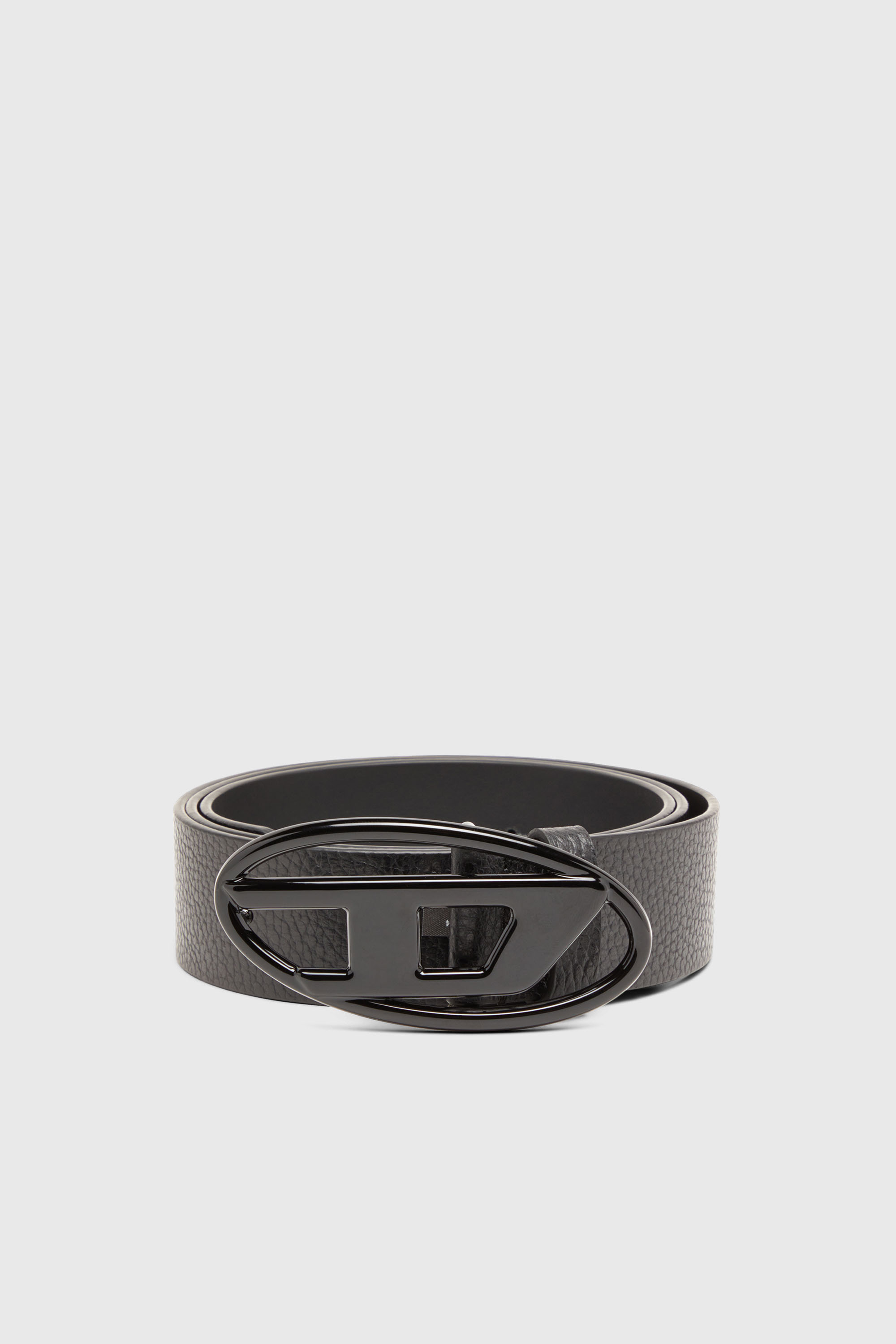 Diesel - B-1DR, Unisex's 4cm leather belt with matte Oval D buckle in Black - 1