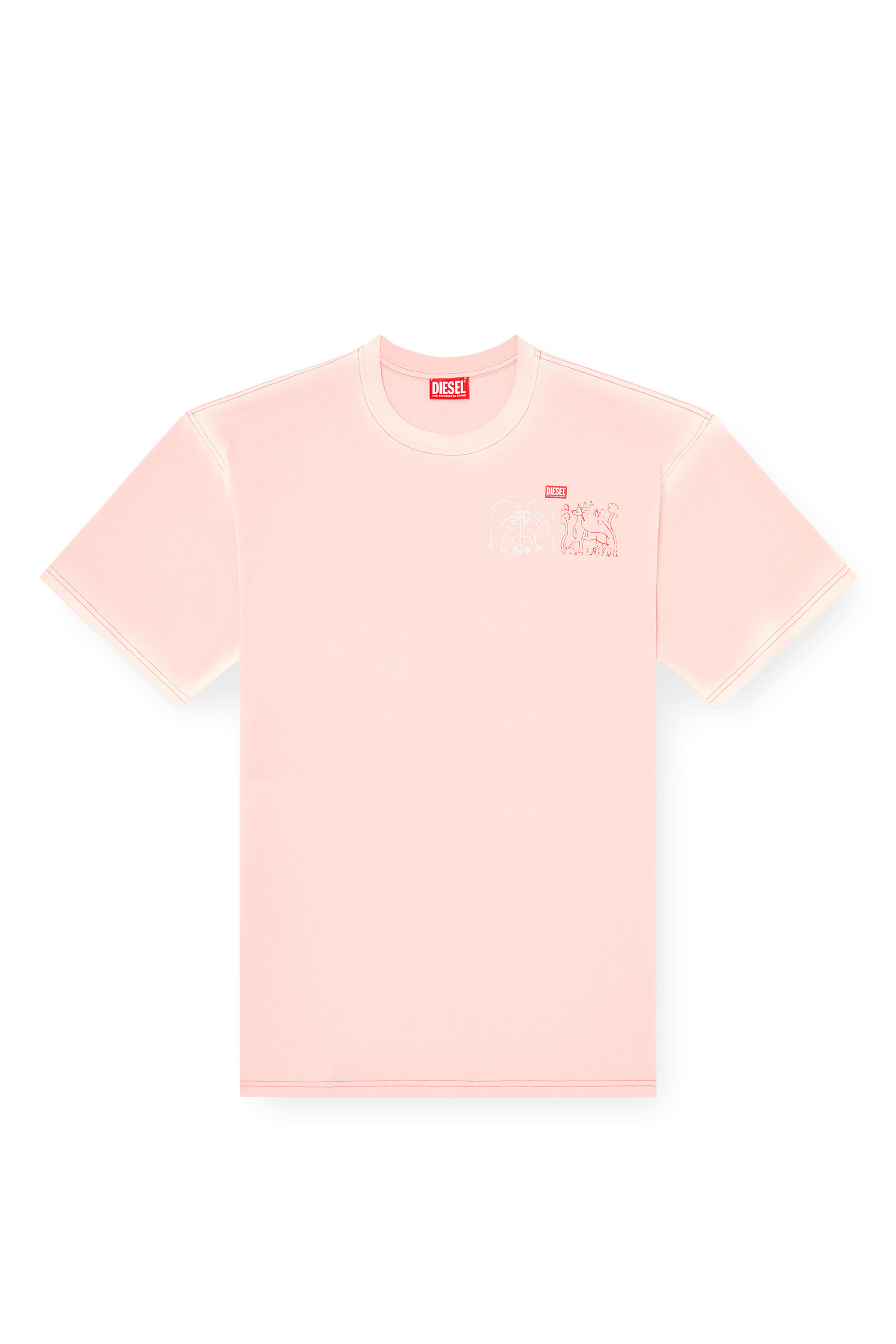 Diesel - T-BOXT-T10, Man's T-shirt with sword print in Pink - 3