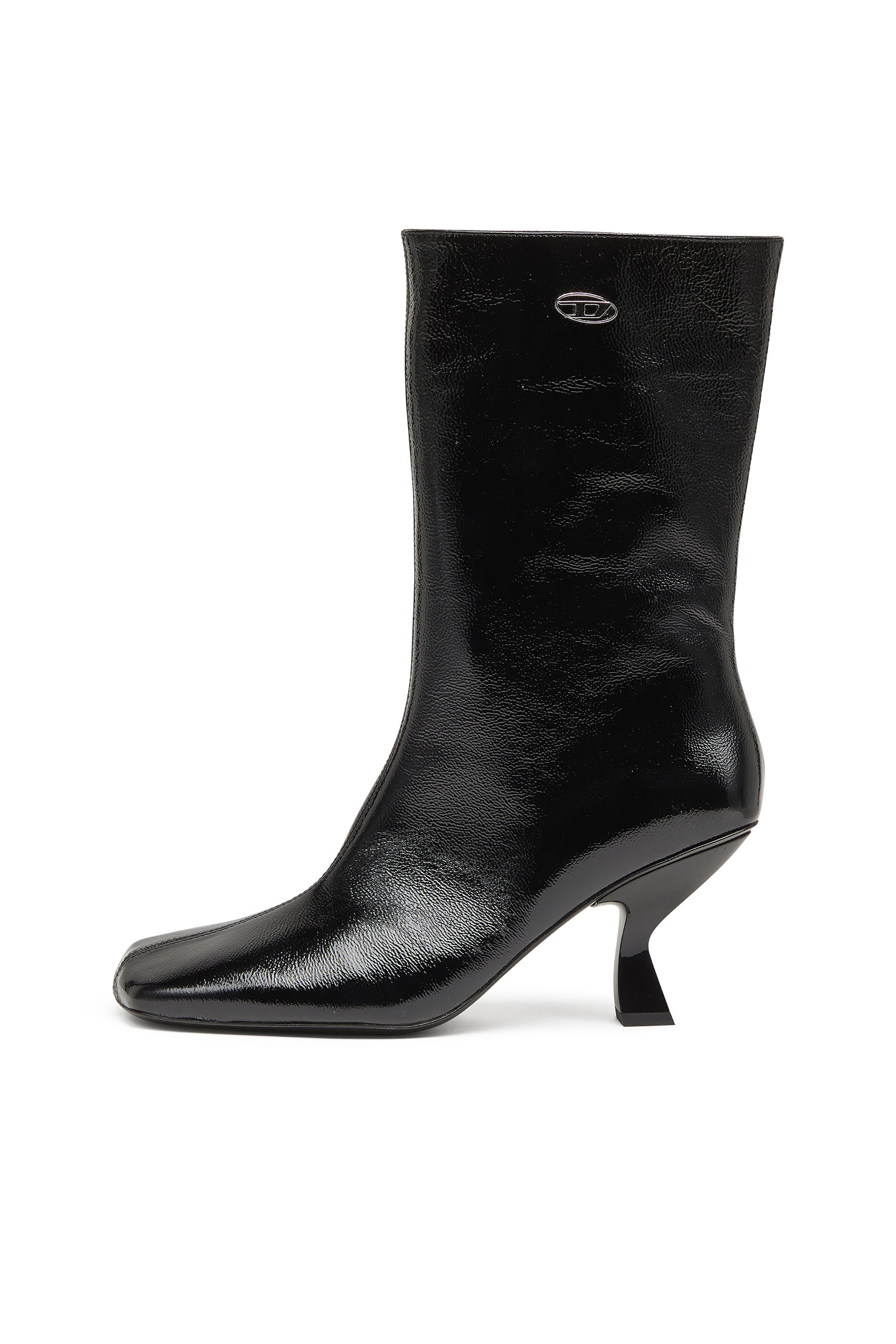 Diesel - D-AMBER TUBE 75, Woman's D-Amber-Square-toe ankle boots with naplak effect in Black - 8