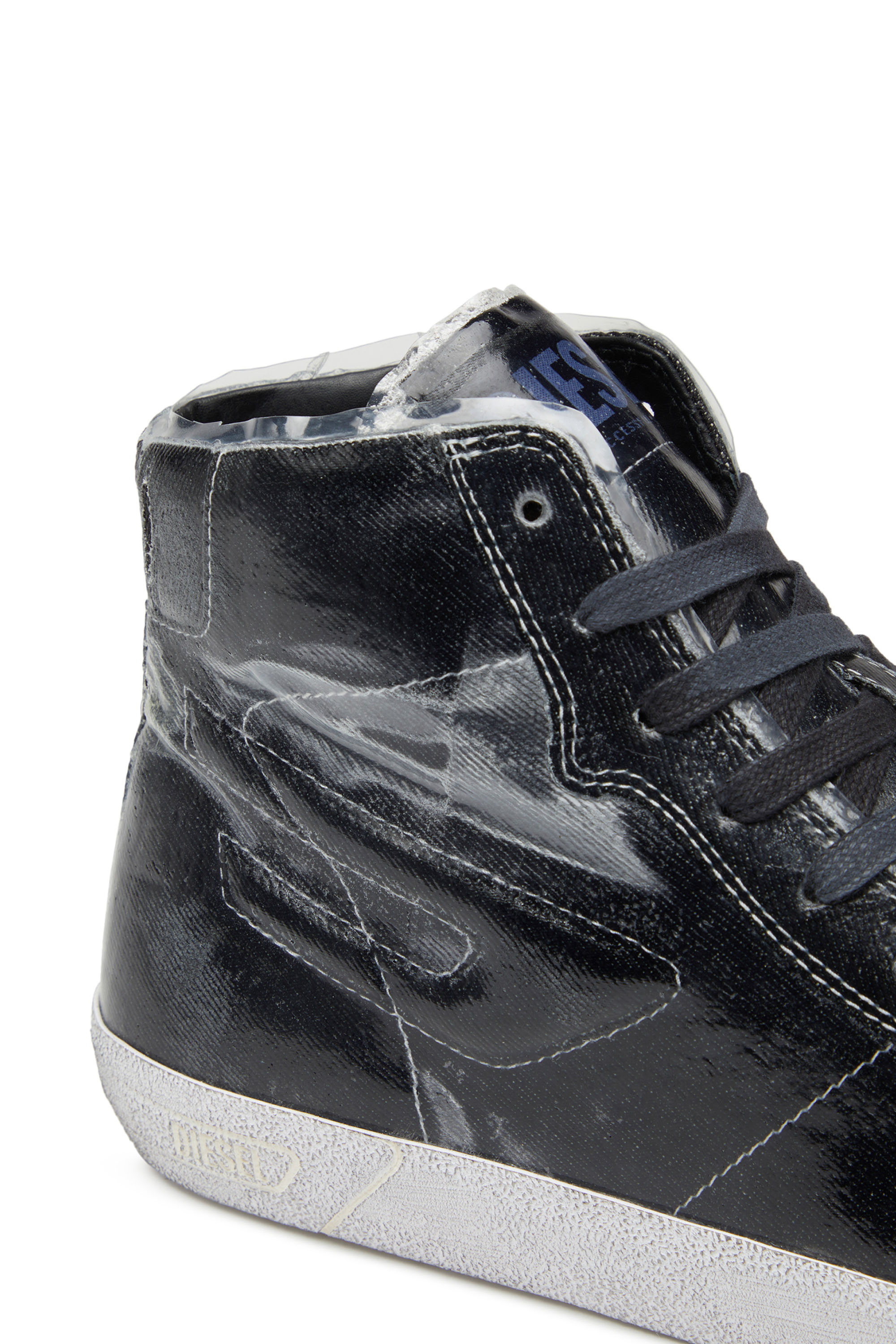 S-LEROJI MID, Black Diesel - S-LEROJI MID, Man's S-Leroji Mid - High-top canvas sneakers with TPU overlay in Black - 6