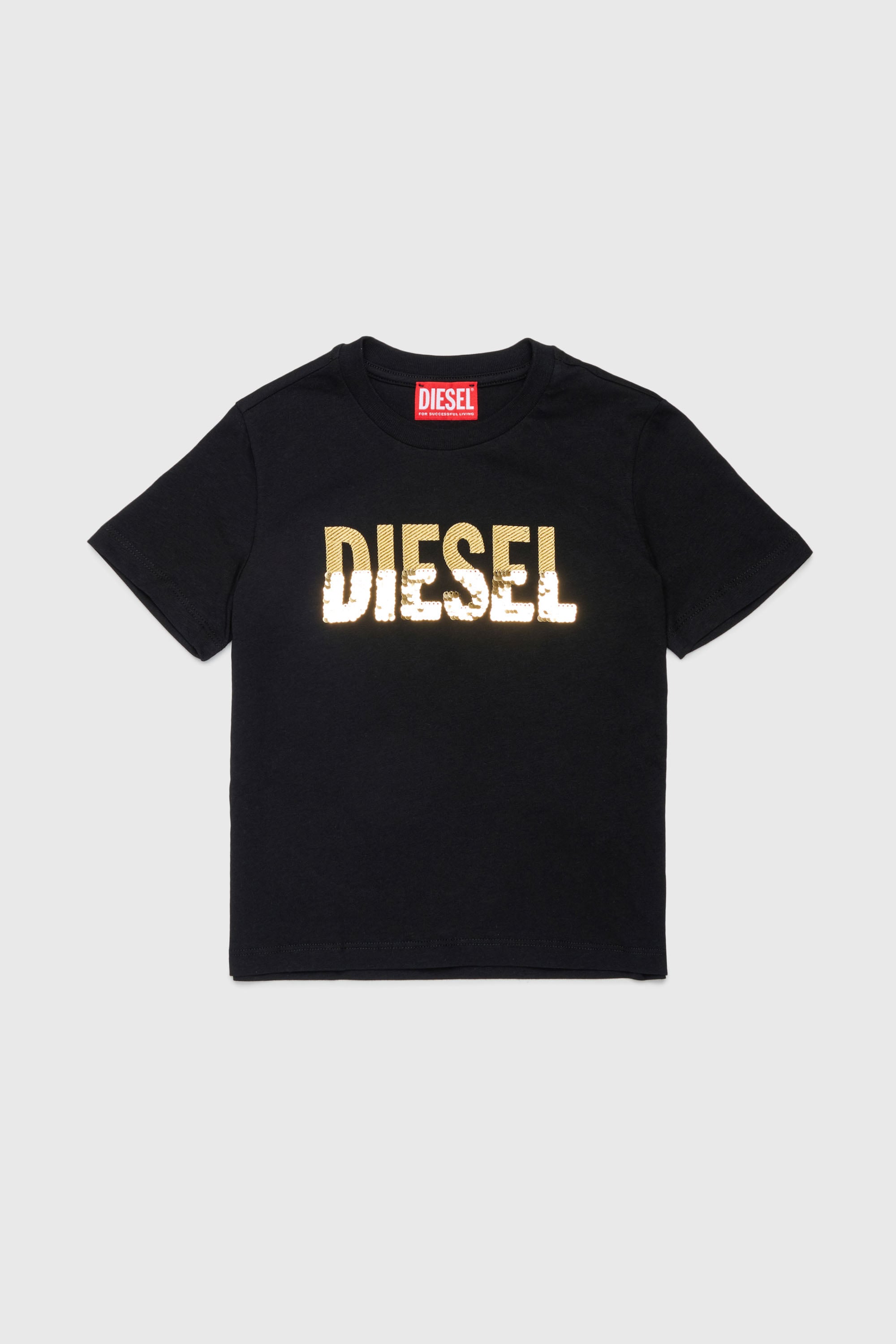 Diesel - TPALLY, Woman's Cotton T-shirt with sequin logo in Black - 1