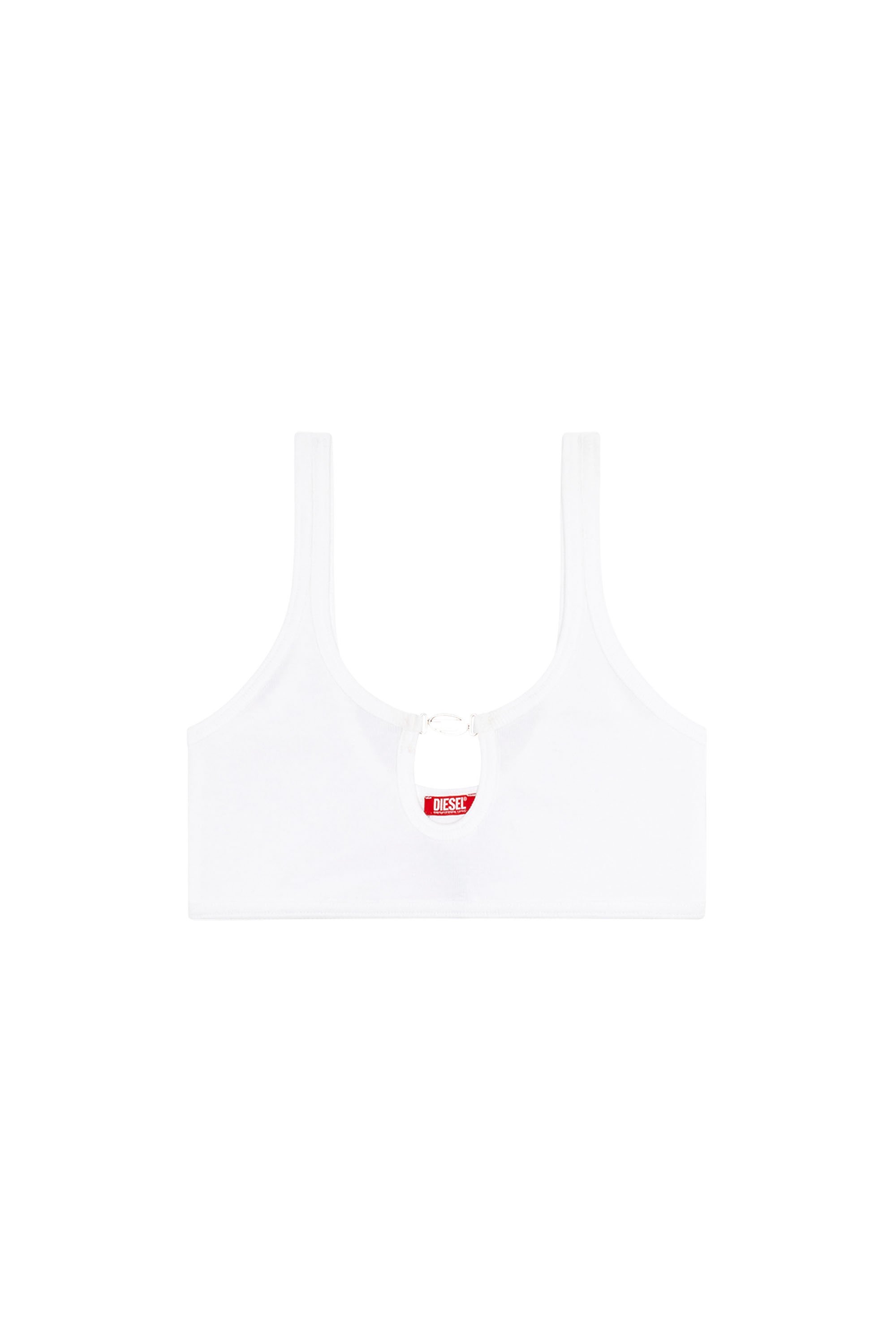 Diesel - UFSB-OVAL-D-RIB-BRALETTE, Woman Ribbed bralette with Oval D plaque in White - Image 4