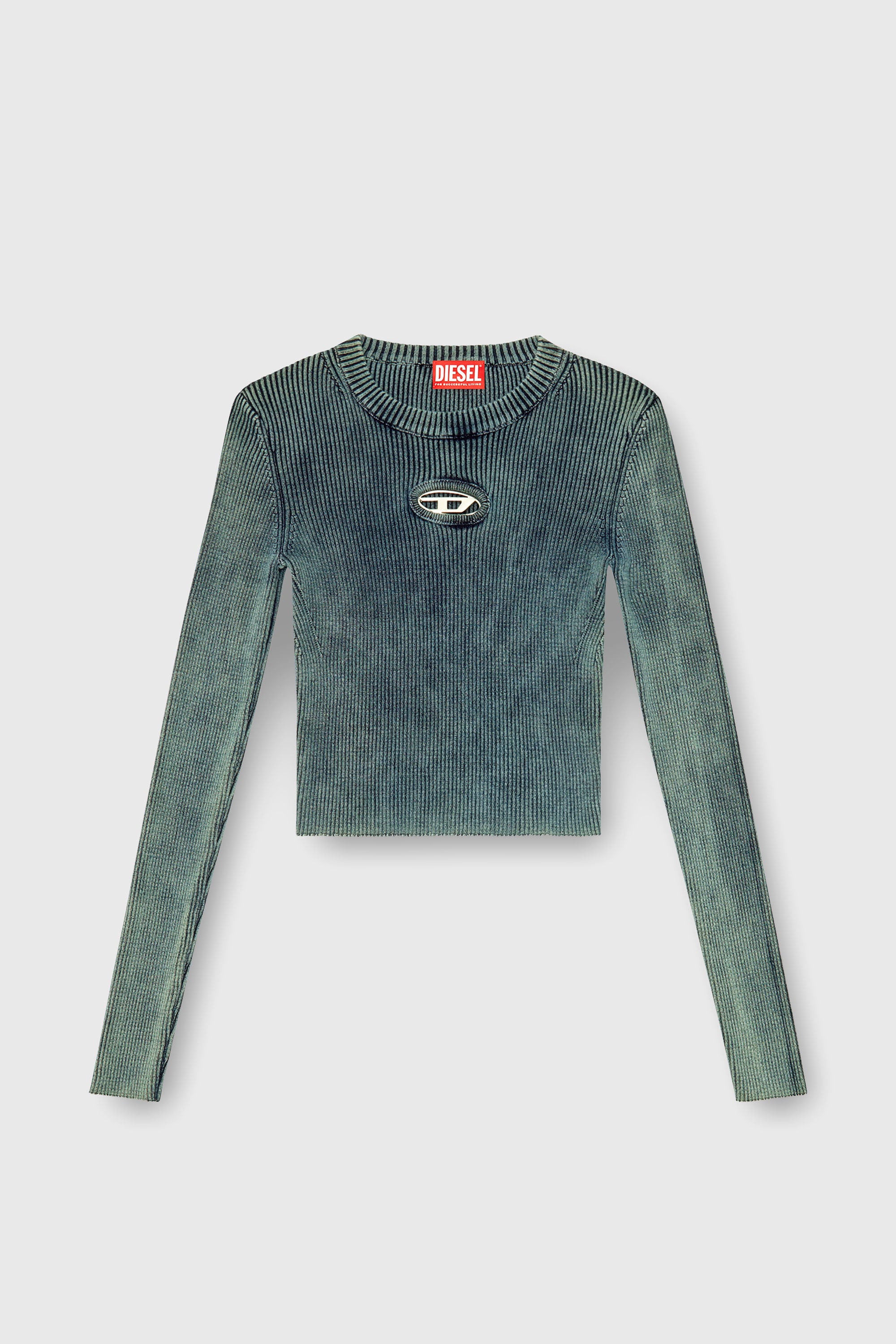 Diesel - M-ANCHOR-A, Woman's Rib-knit top with Oval D in Dark Blue - 2