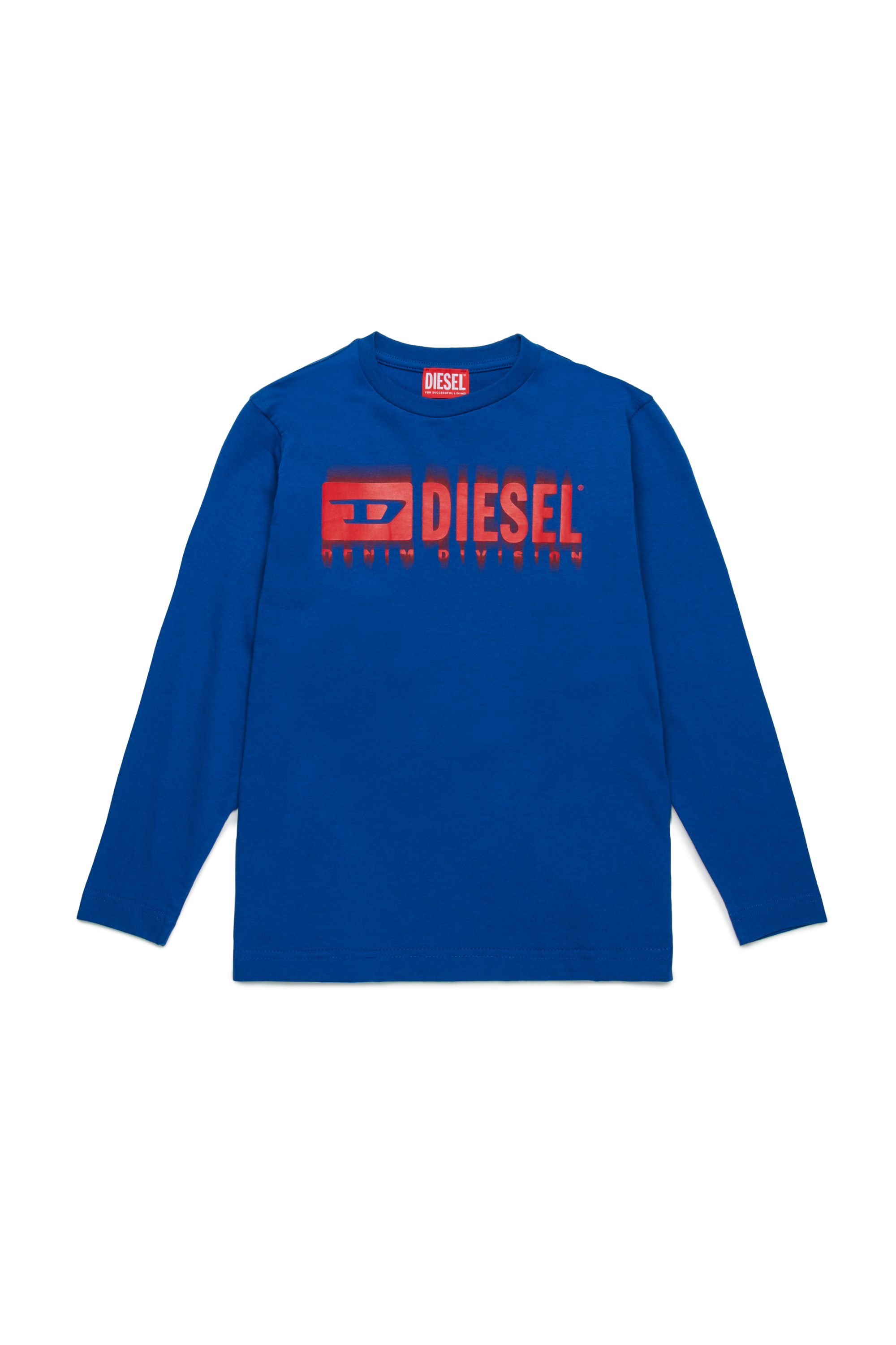 Diesel - TDIEGORL6LS, Man's Long sleeved T-shirt with smudged logo in Blue - 1