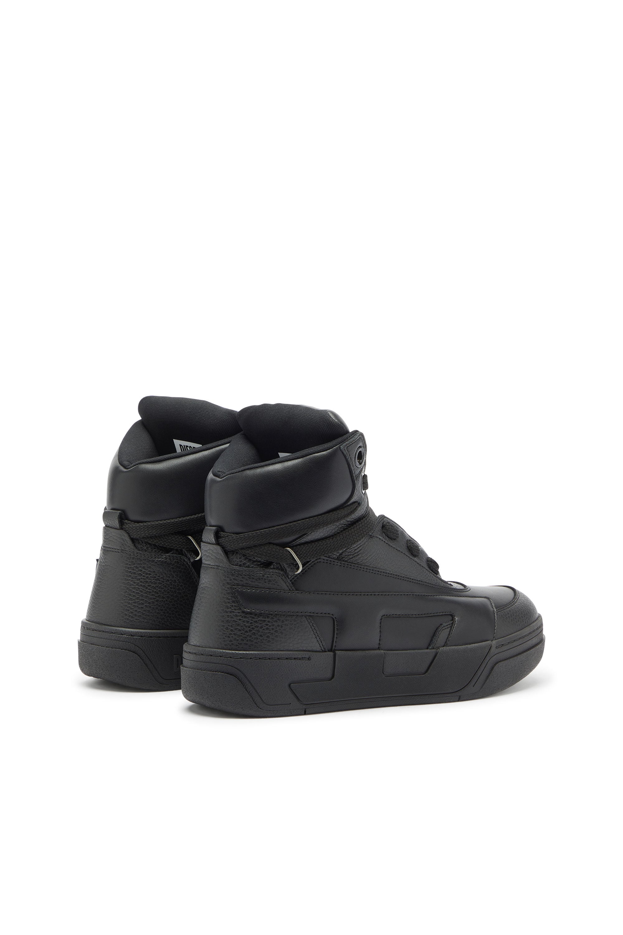 Diesel - S-D-OLLIE MID, Man's S-D-Ollie - High-top leather sneakers with D logo in Black - 3