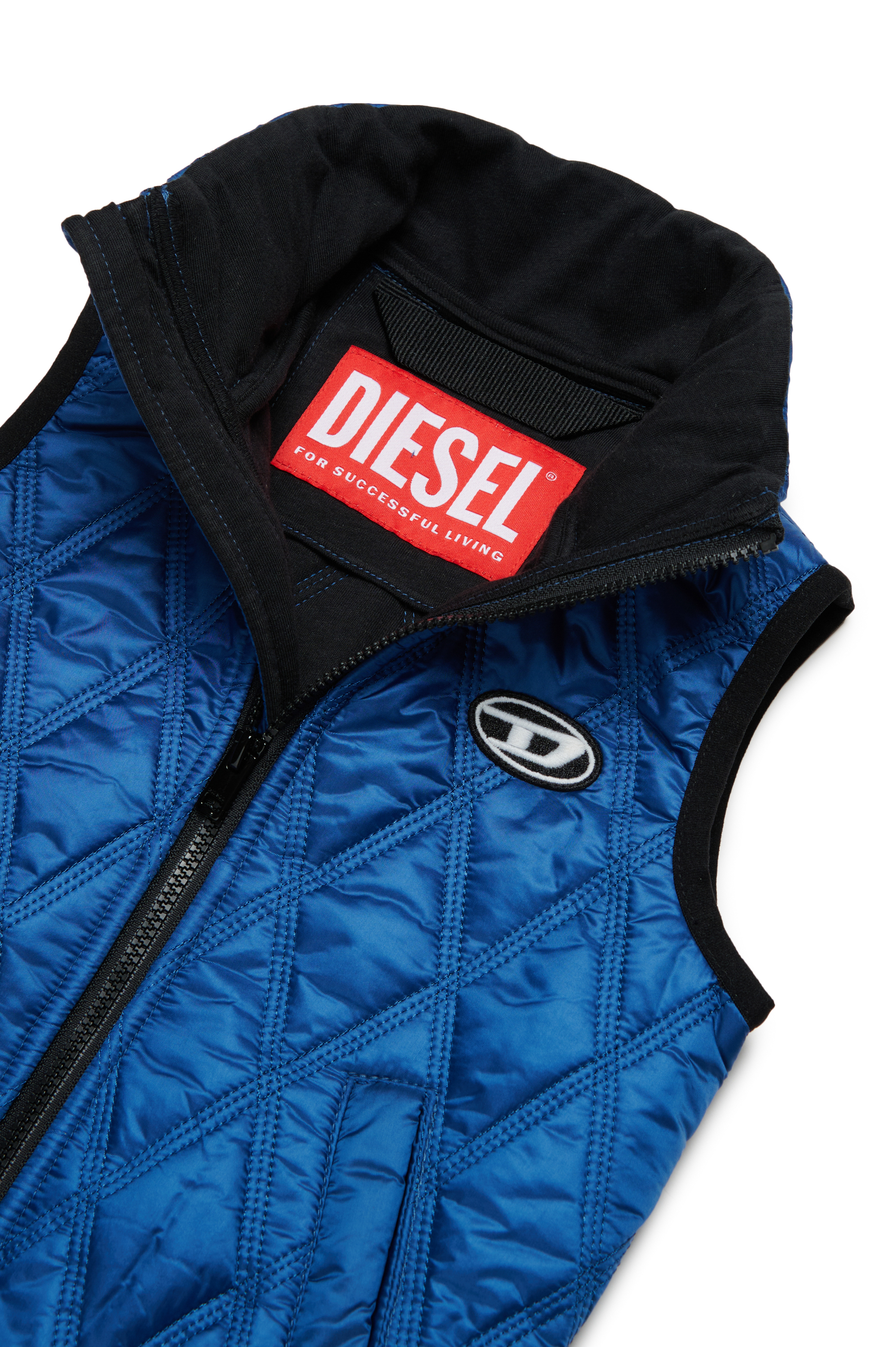 Diesel - JFOKKLOGONHB, Unisex Quilted vest with Oval D patch in Blue - Image 3