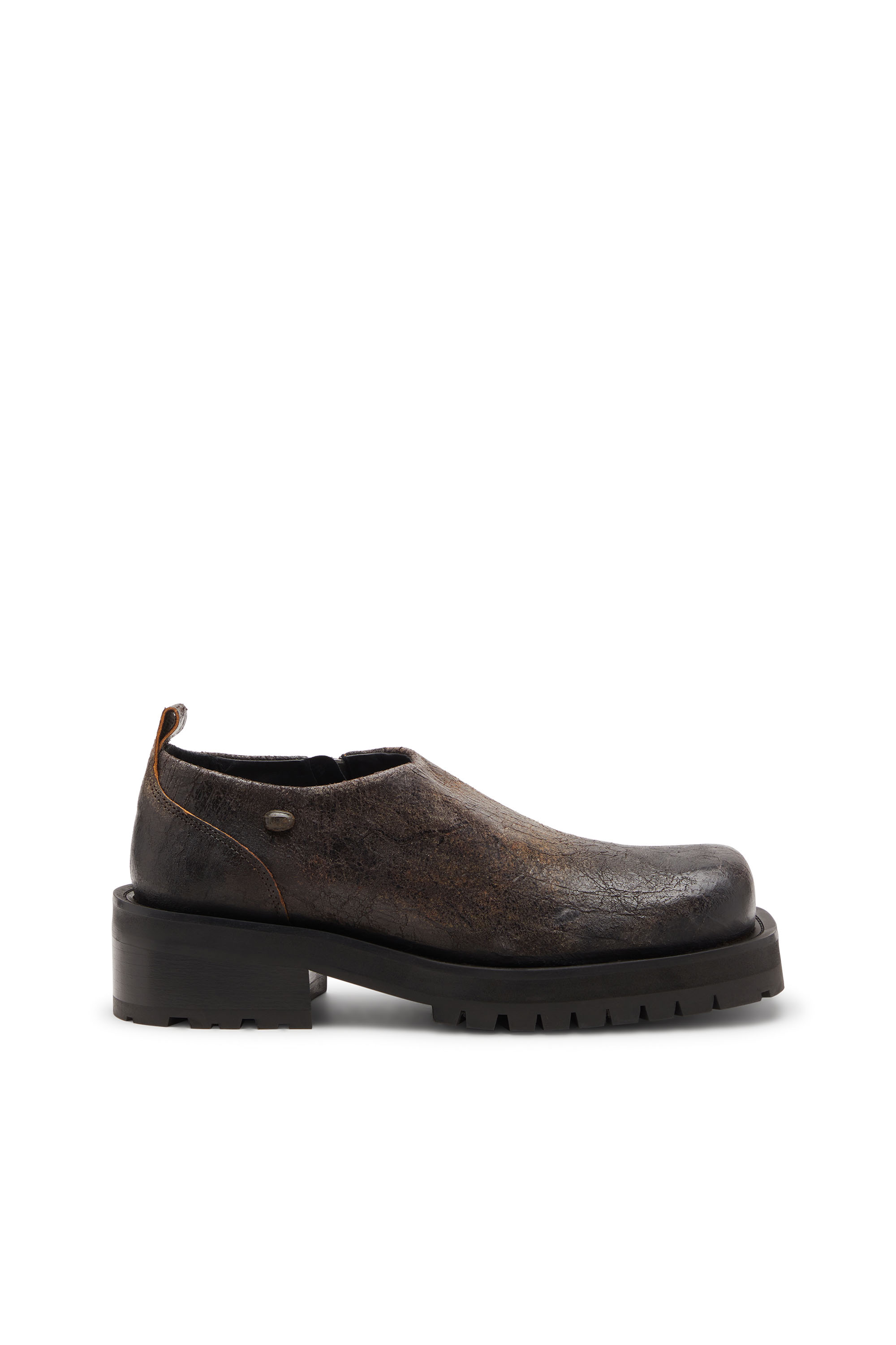 D-TEXAN CLOG, Brown Diesel - D-TEXAN CLOG, Man's D-Texan-Zipped shoes in distressed crackled suede in Brown - 1