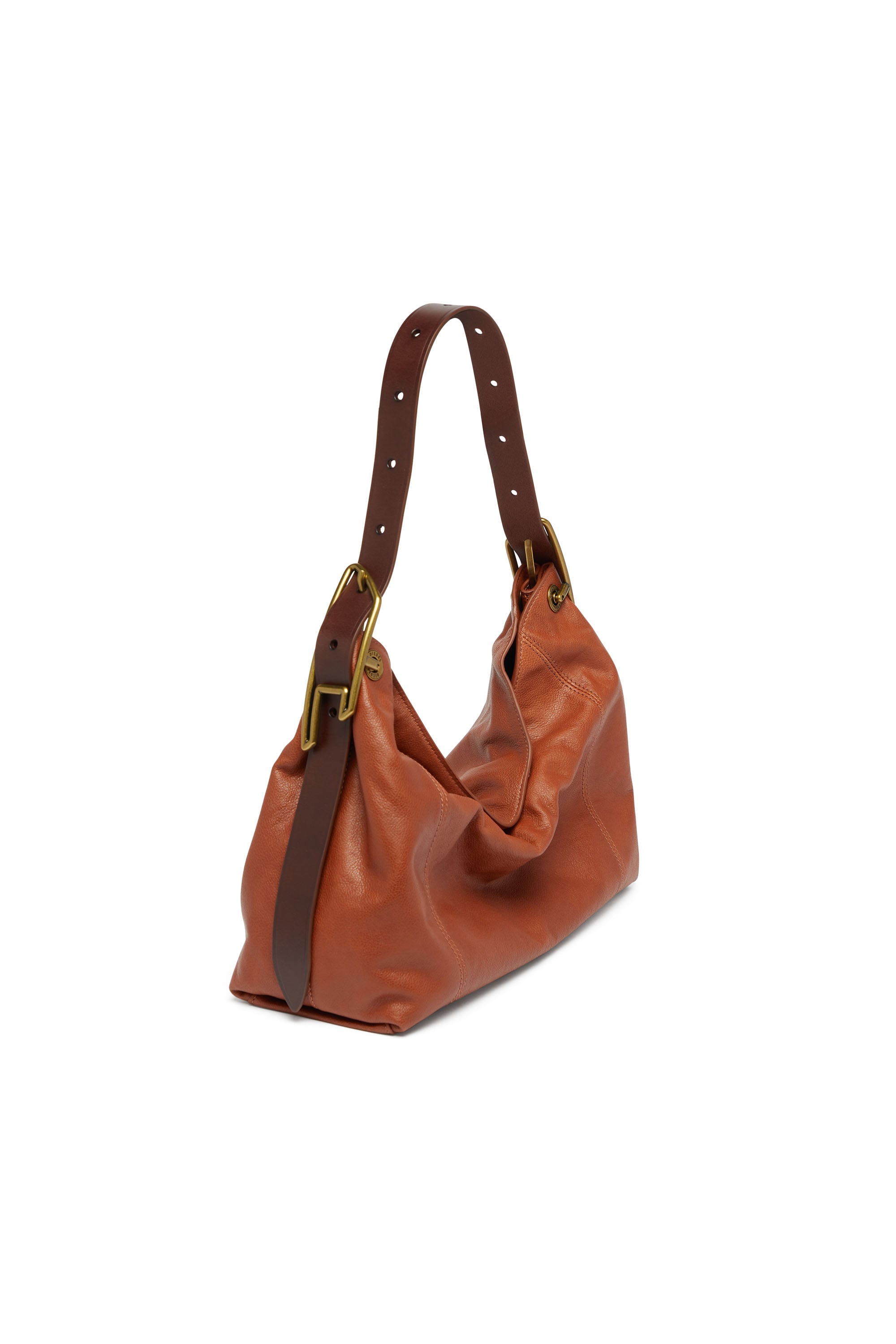 Diesel - D-LINE HOBO S, Woman's D-Line-Shoulder bag in shiny leather in Brown - 2