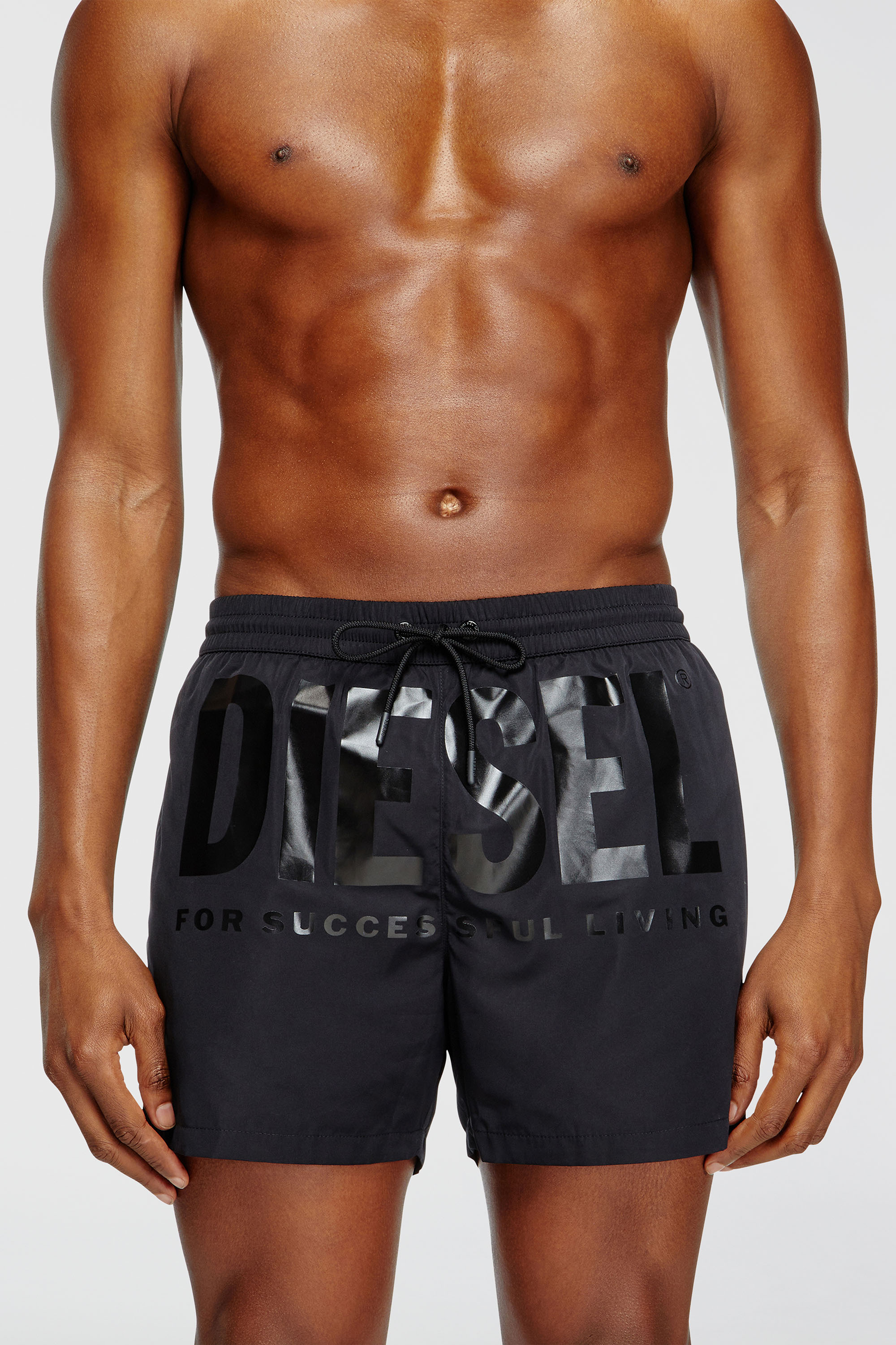 Diesel - KEN-37-D-CORE, Man's Mid-length swim shorts with maxi logo in Black - 1