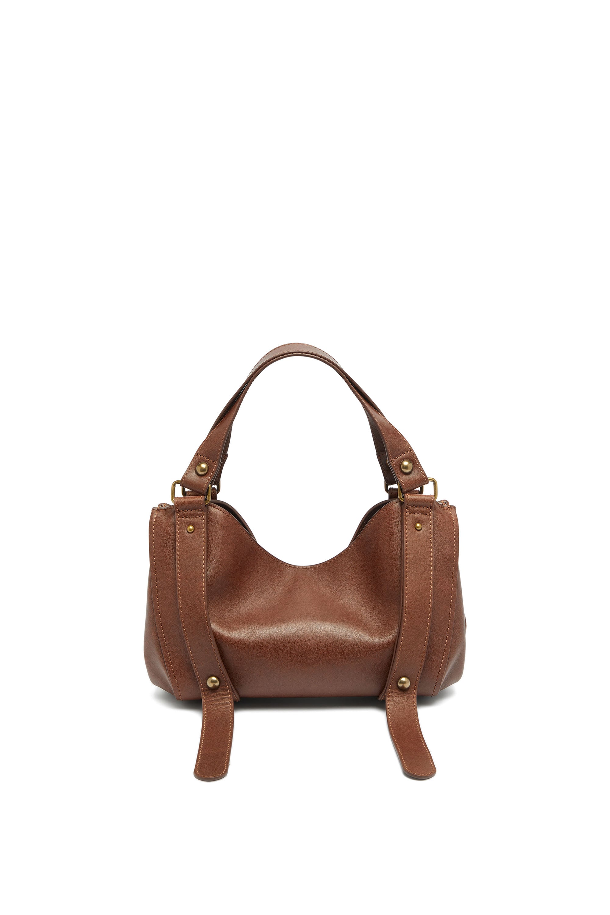 Diesel - D-ONE TOPHANDLE S, Woman's D-One-Small top-handle bag in treated leather in Brown - 3