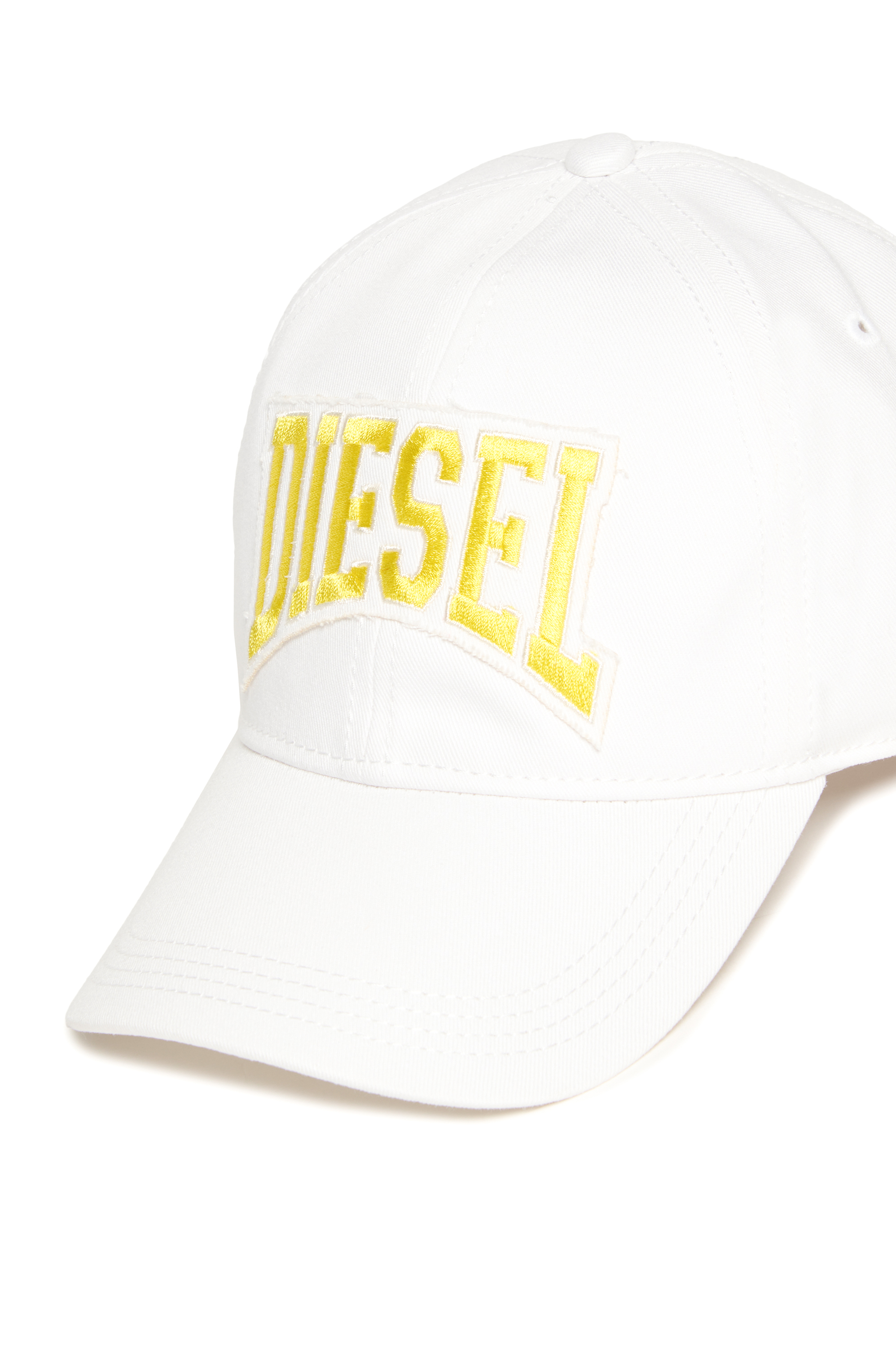 Diesel - FCGUS, Man's Baseball cap with logo-embroidered patch in White/Yellow - 3