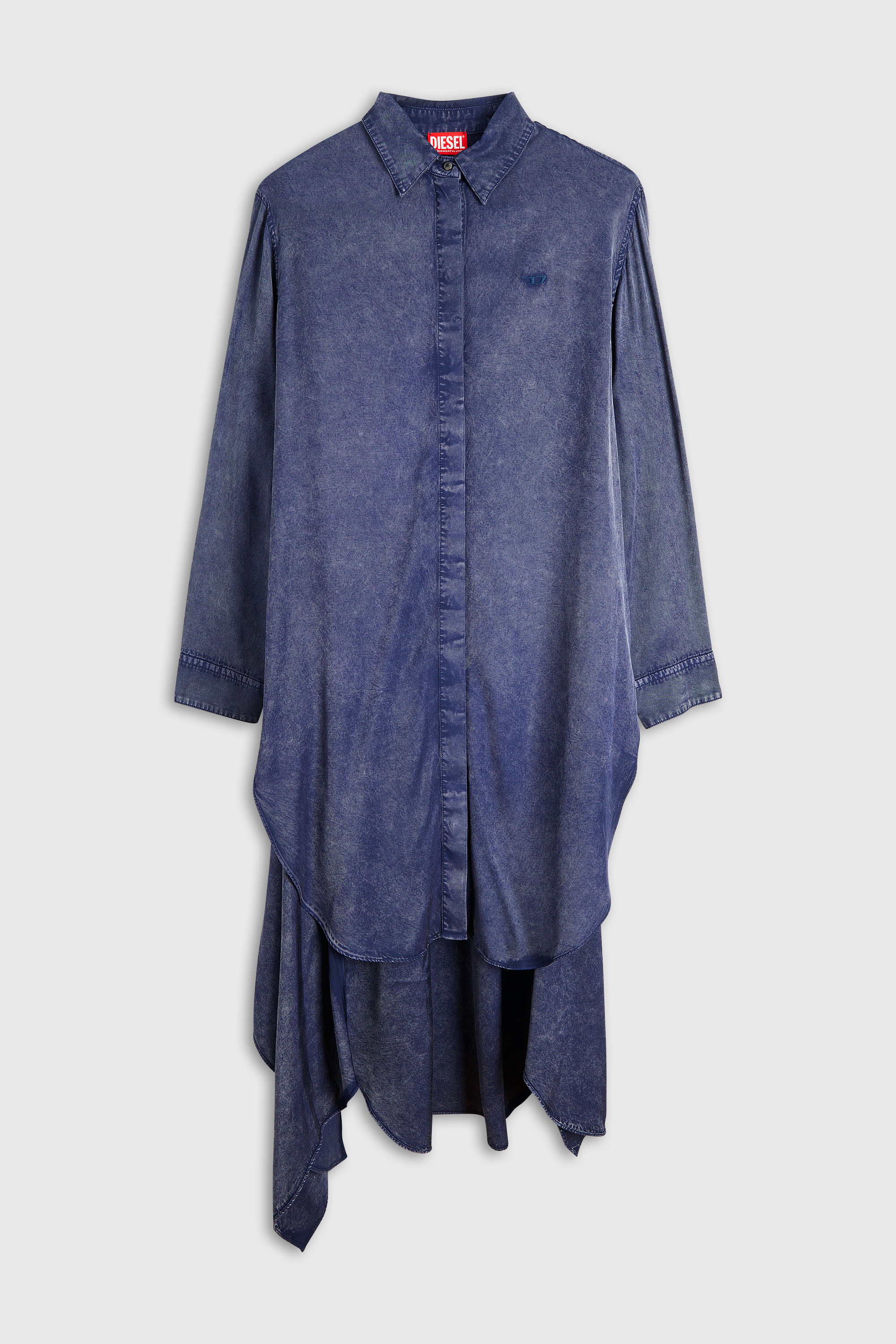 Diesel - D-ILETTA-B2, Woman's Midi shirt dress in denim-effect viscose in null - 2