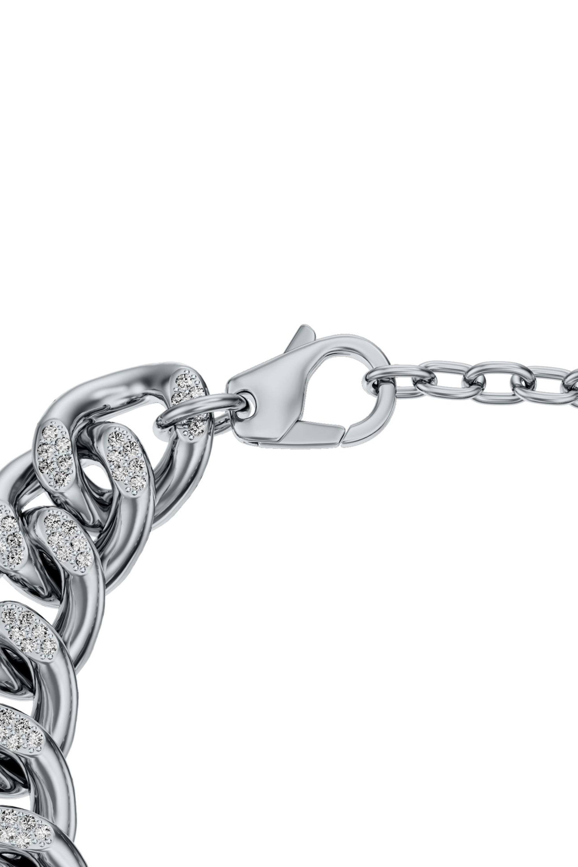 Diesel - DX1707040 JEWELLERY, Unisex's Stainless steel Oval D glitz chain bracelet in Silver - 3