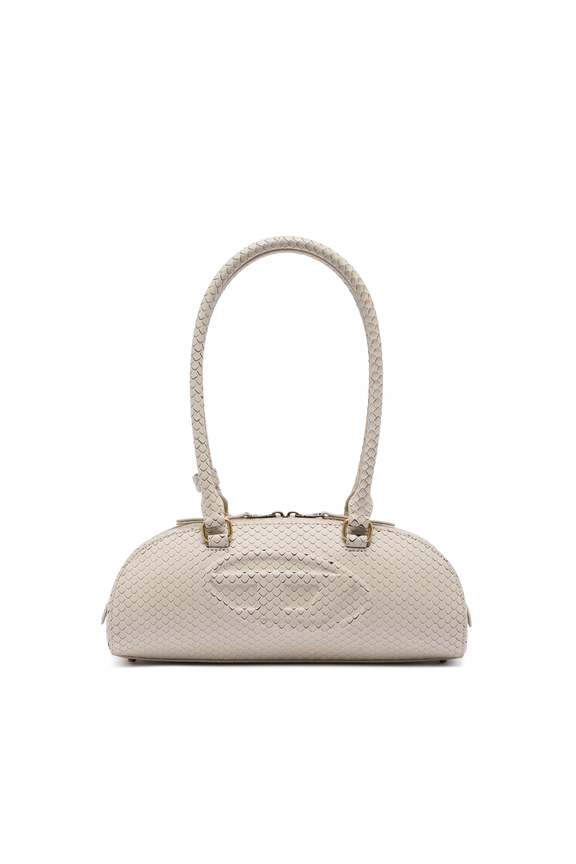 Diesel - 1DR DOME SHOULDER EW, Woman's 1DR Dome-Elongated bowling bag in snake-effect leather in Beige - 2