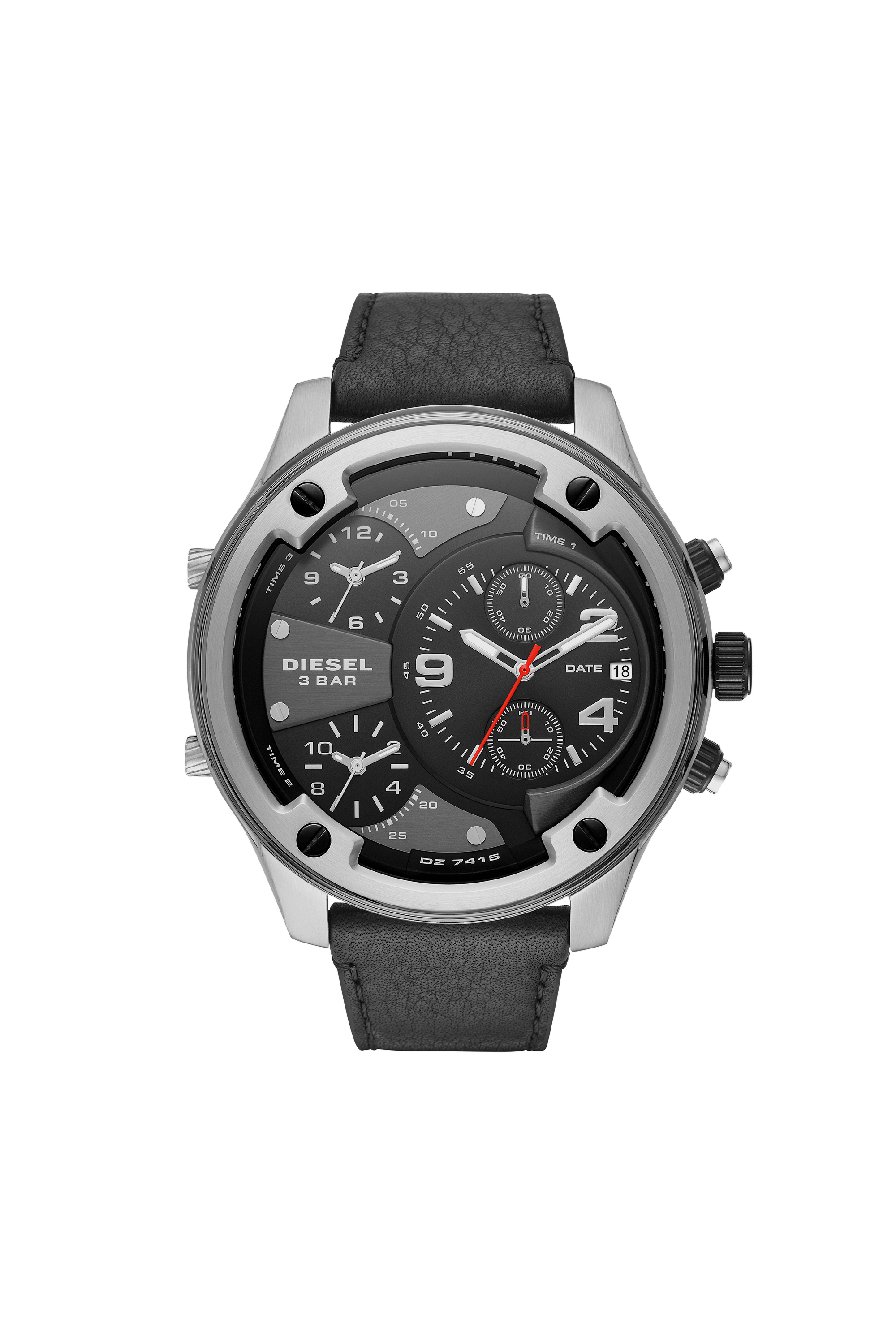 Diesel - DZ7415, Man's Boltdown chronograph leather watch in Black - 1
