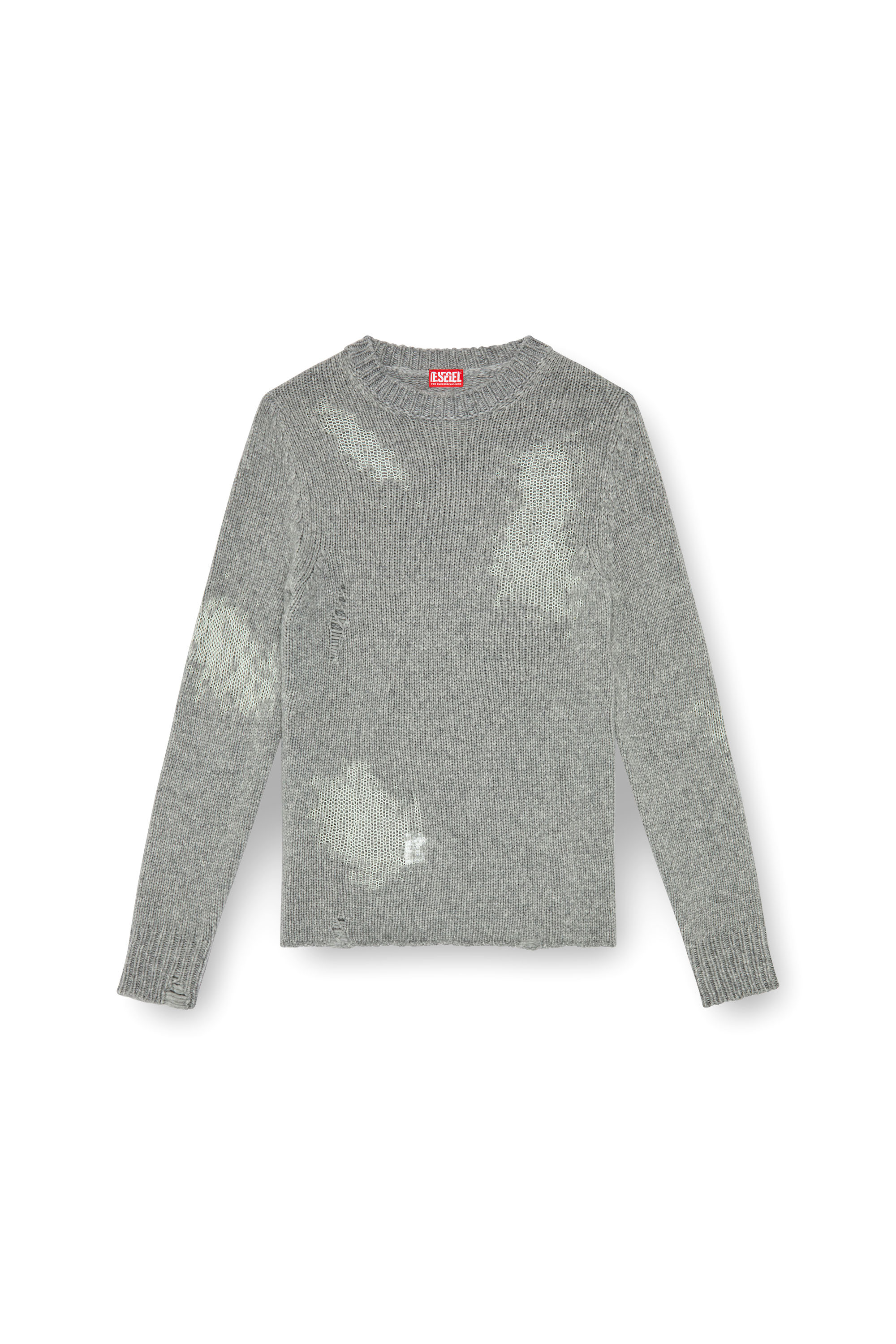 Diesel - K-NORMAN, Man's Distressed jumper in wool blend in Grey - 3