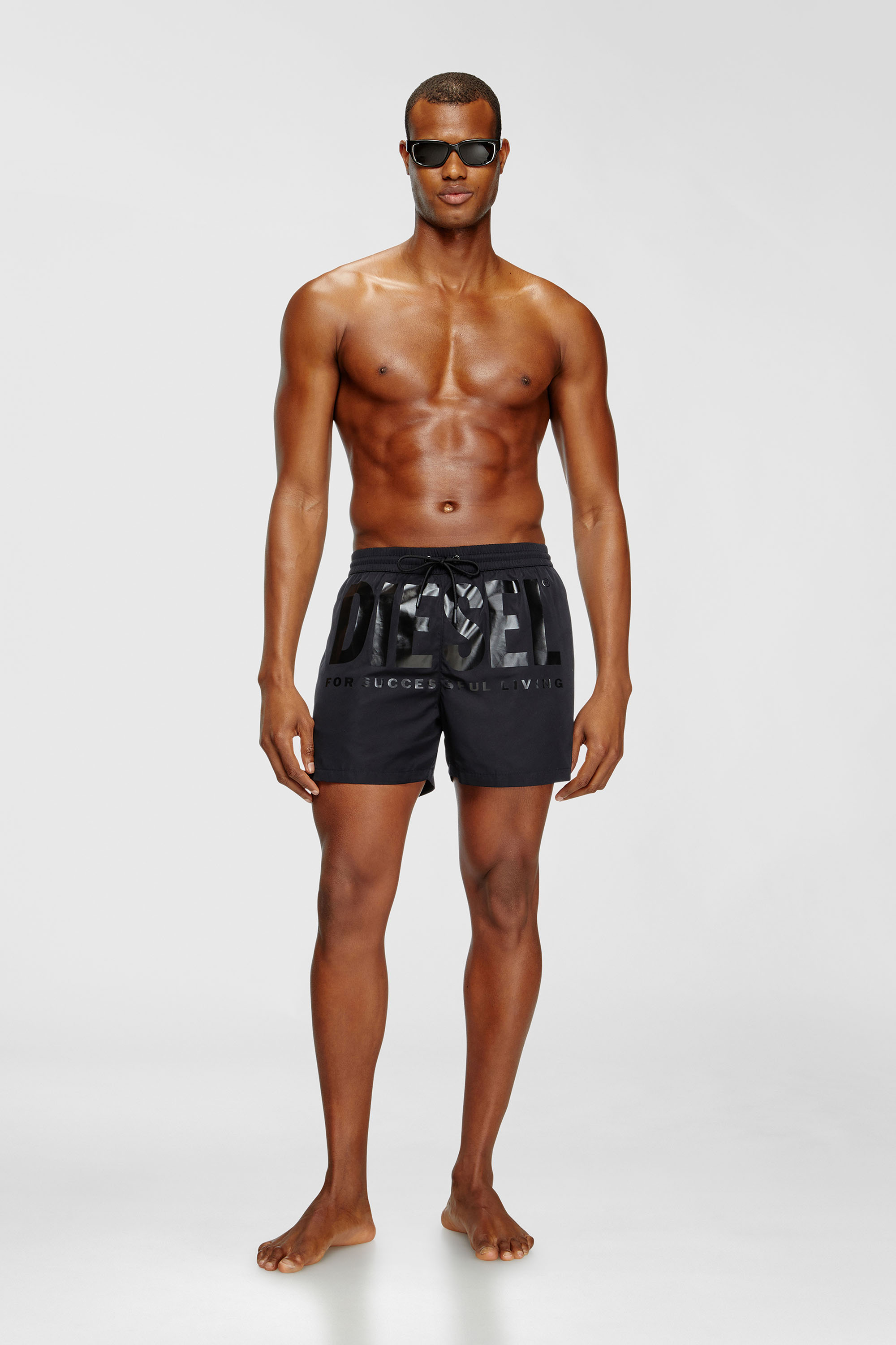 Diesel - KEN-37-D-CORE, Man's Mid-length swim shorts with maxi logo in Black - 2