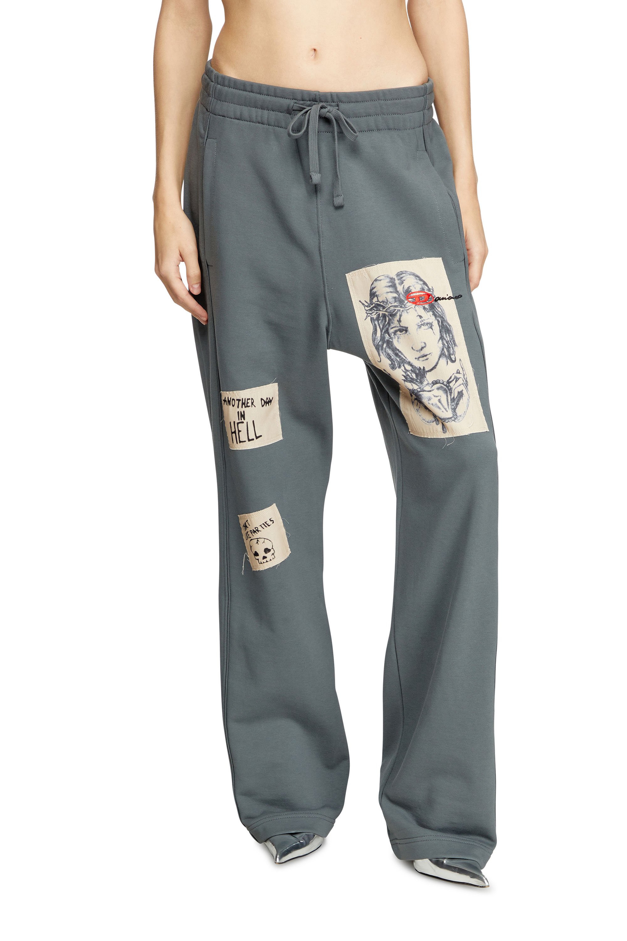 Diesel - P-MARTYANS-DD, Unisex's Track pants with tattoo patches in Grey - 5