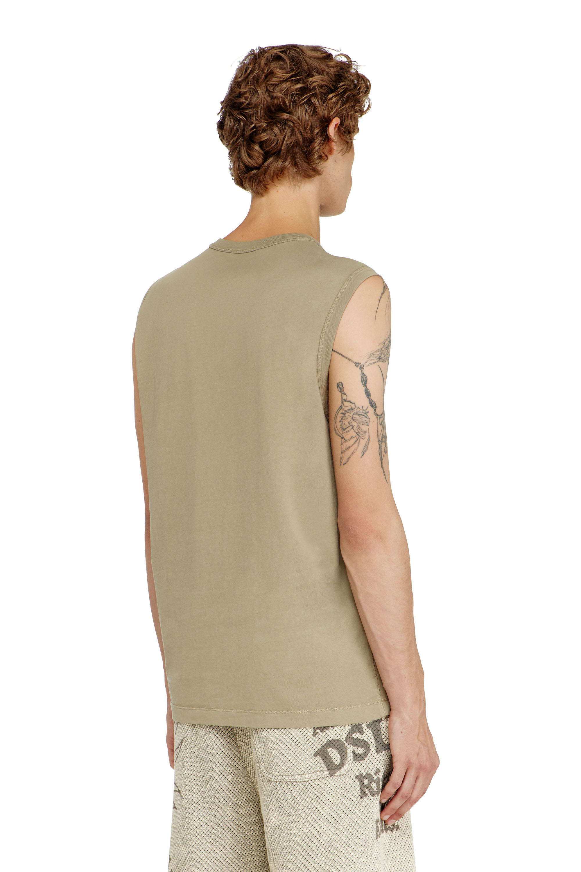 Diesel - T-BISCO-IOD, Man's Cotton tank top with metallic Oval D in Beige - 4