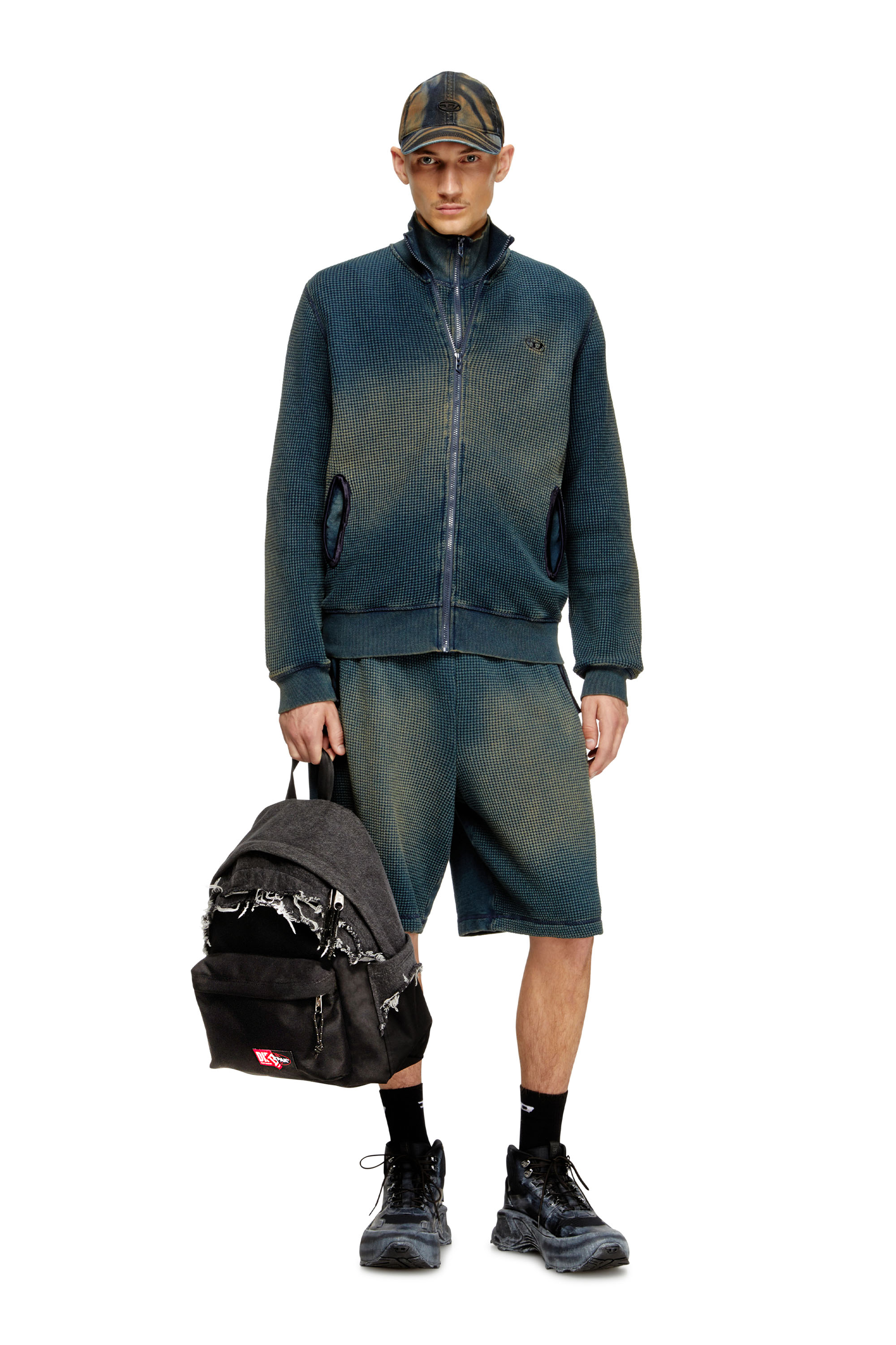 Diesel - DIESEL DAY PAK'R, Unisex's Backpack in destroyed denim and CORDURA® in Black - 6