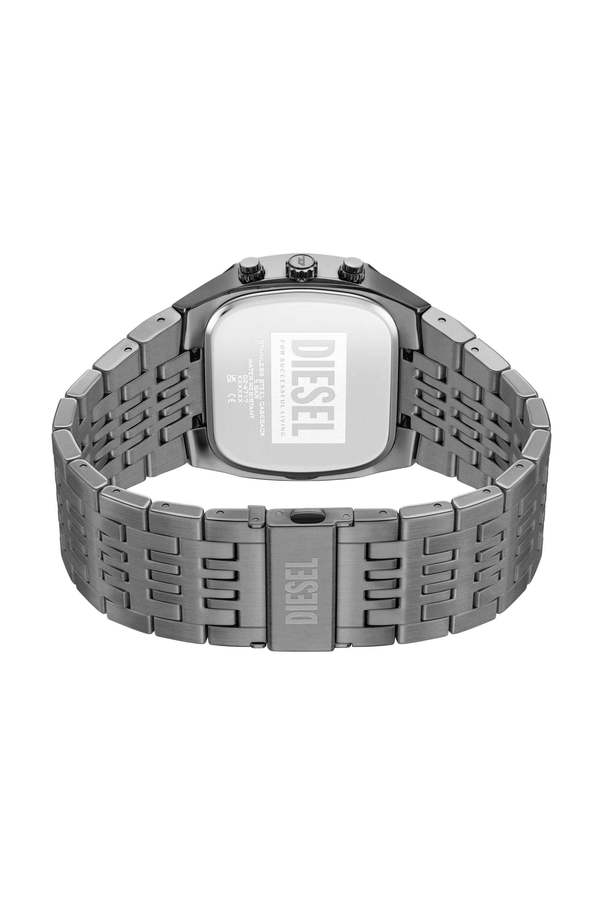 Diesel - DZ4717 WATCH, Man's Spiked Cushion gunmetal stainless steel watch in Dark grey - 4