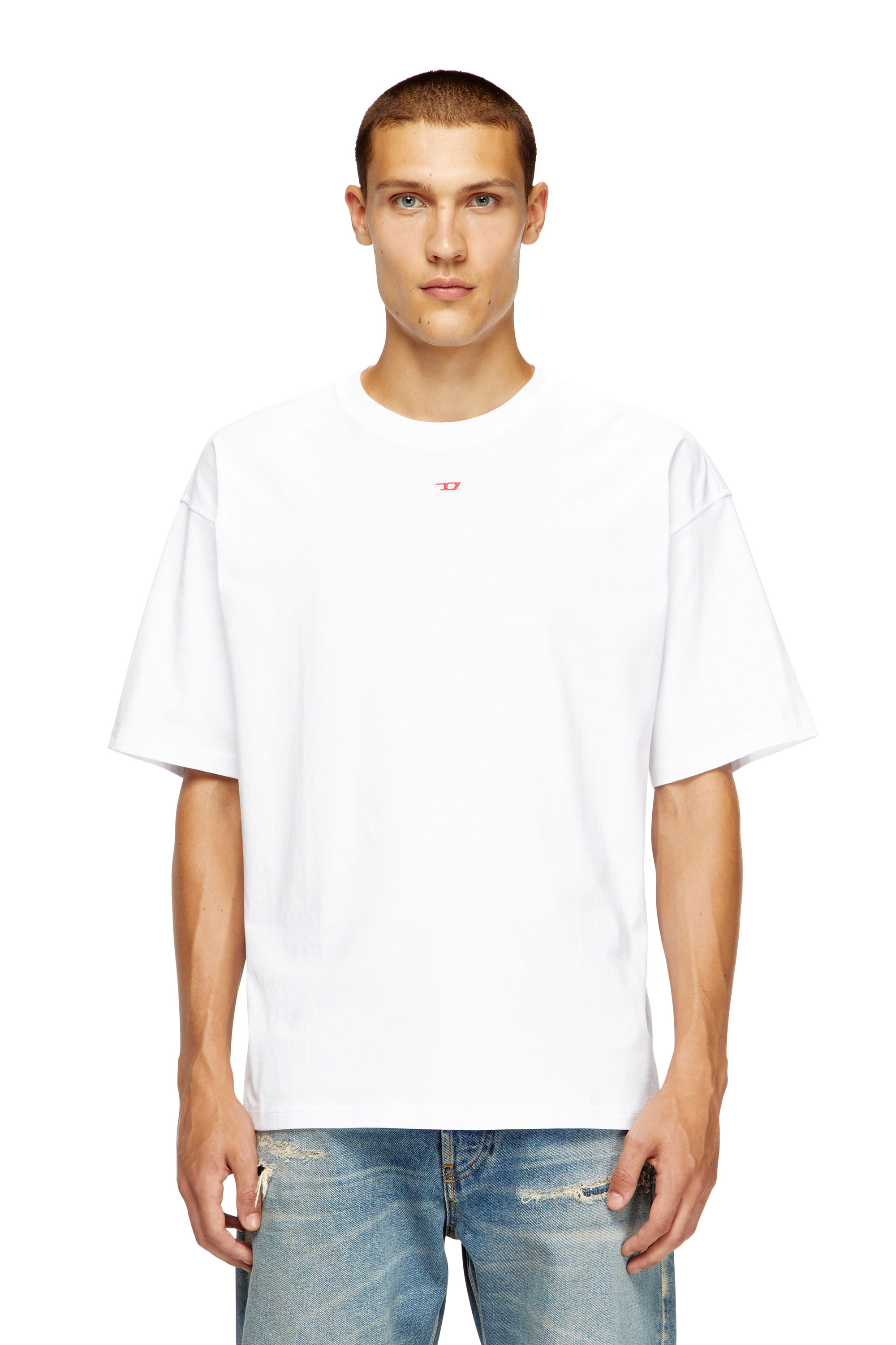Diesel - T-BOXT-D, Unisex's T-shirt with embroidered D patch in White - 1
