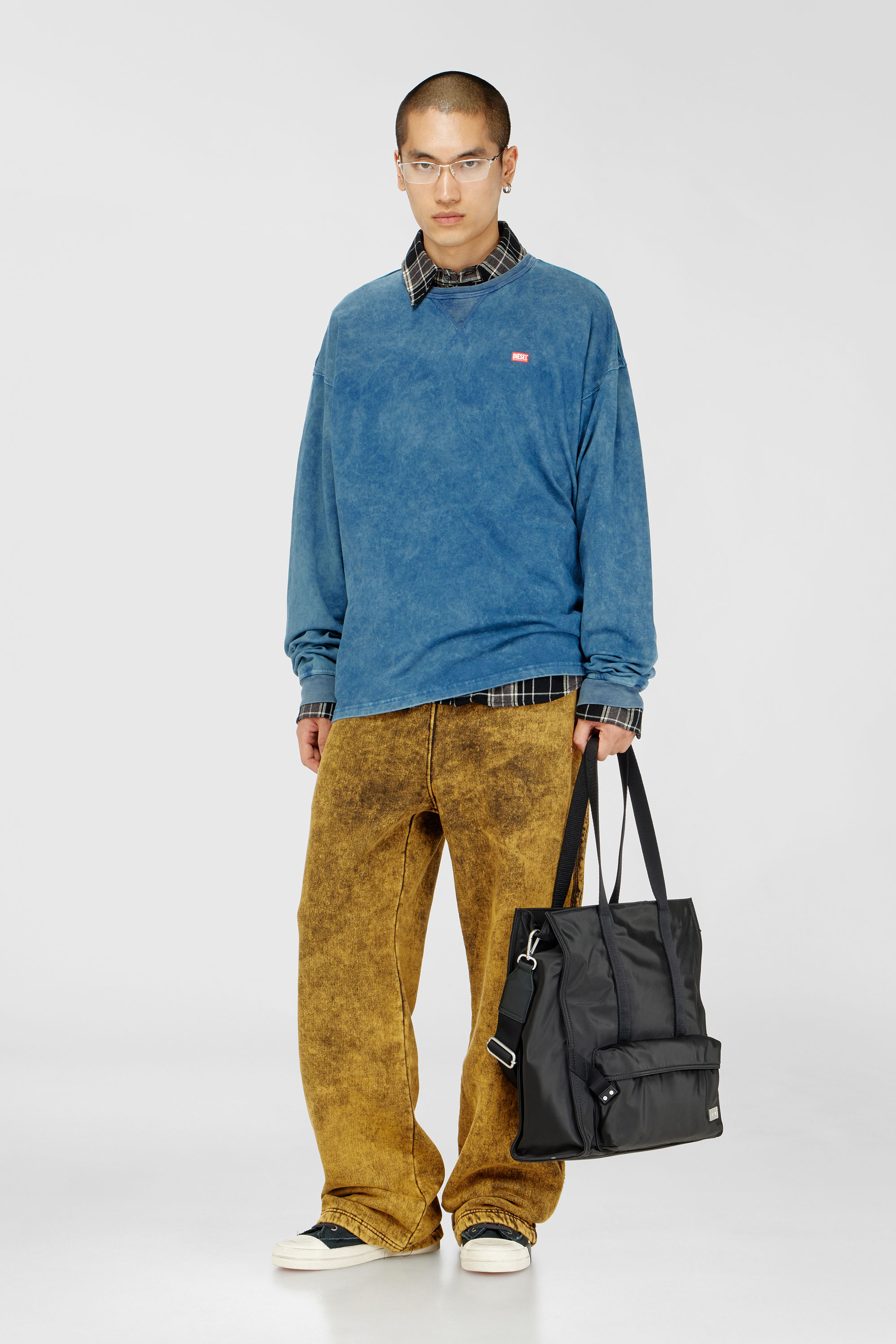Diesel - P-MARTAINS-RAW, Man's Acid-wash sweatpants with raw edges in Light Brown - 1