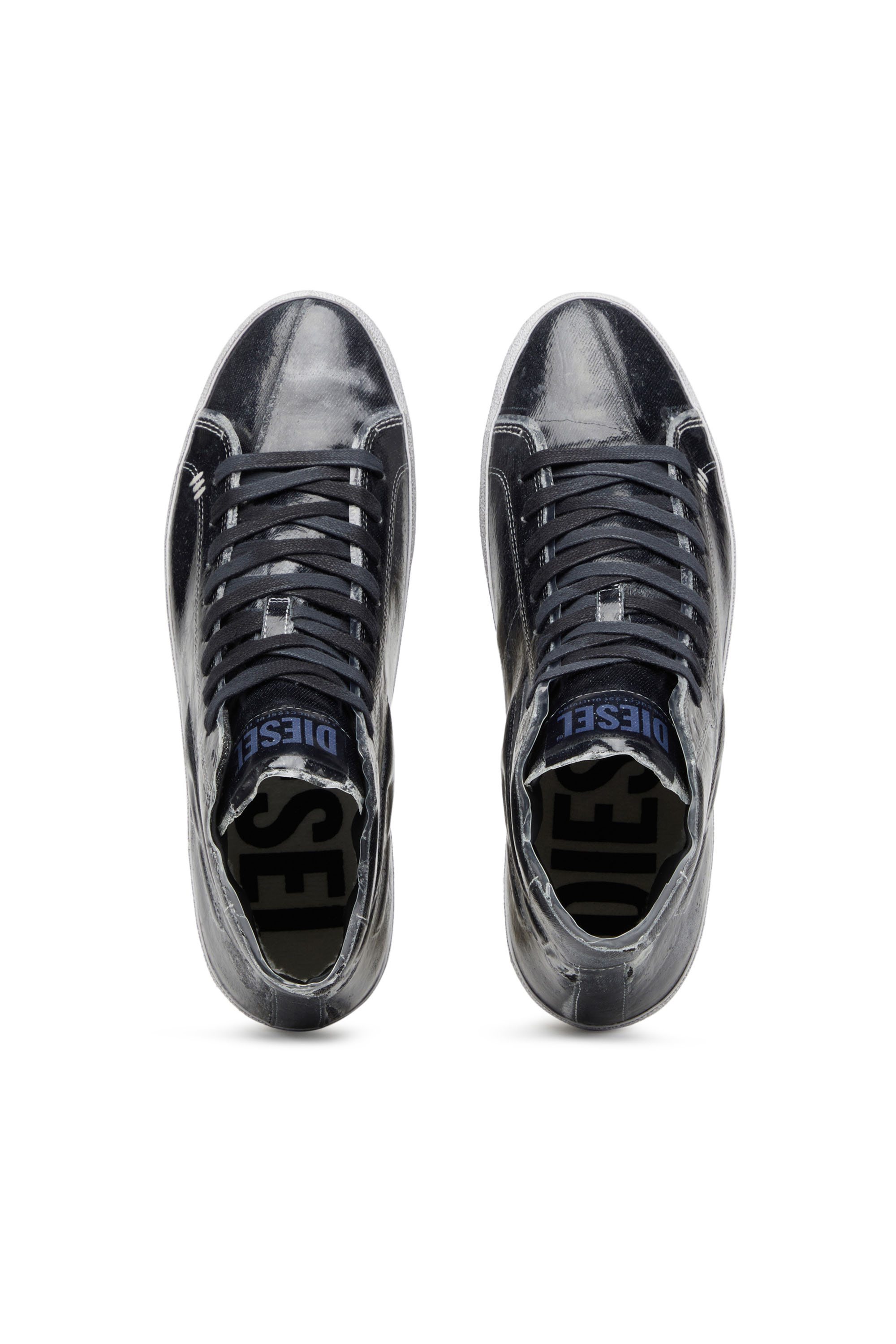 S-LEROJI MID, Black Diesel - S-LEROJI MID, Man's S-Leroji Mid - High-top canvas sneakers with TPU overlay in Black - 4