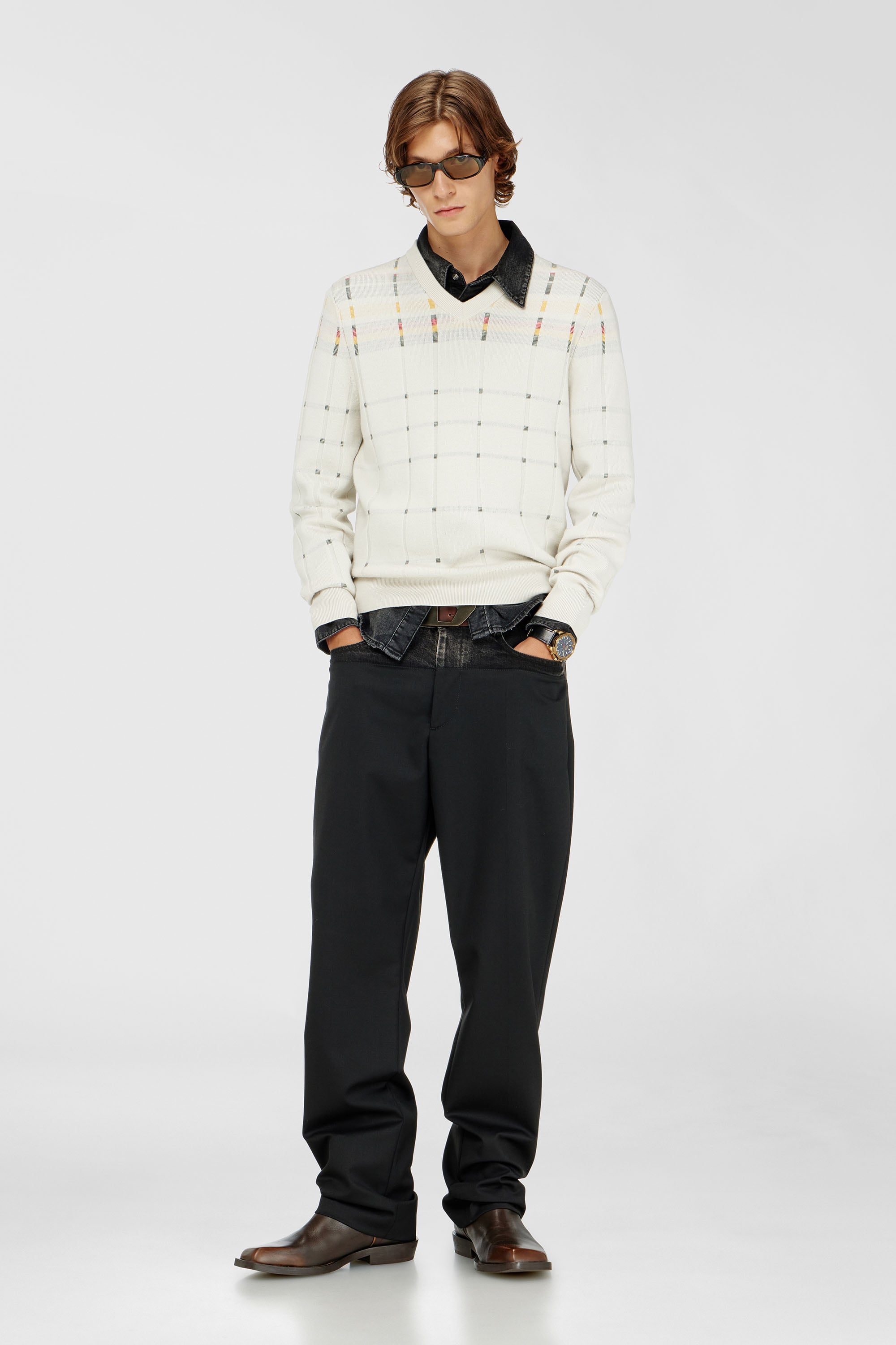 Diesel - P-LOGAN, Man's Pants with denim and tailored sections in Black - 1