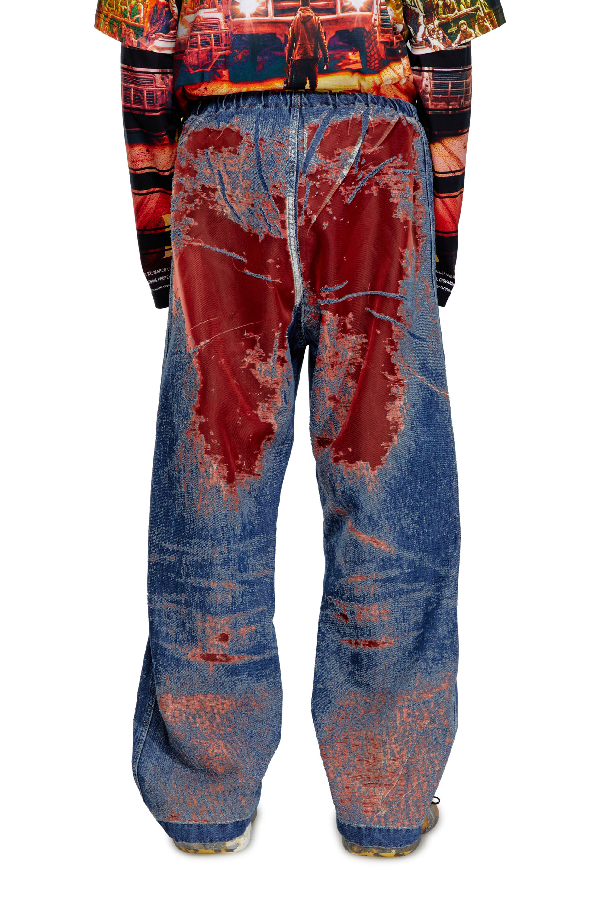 Diesel - Straight Jeans D-Martial 068MI, Blue/Red - Image 3