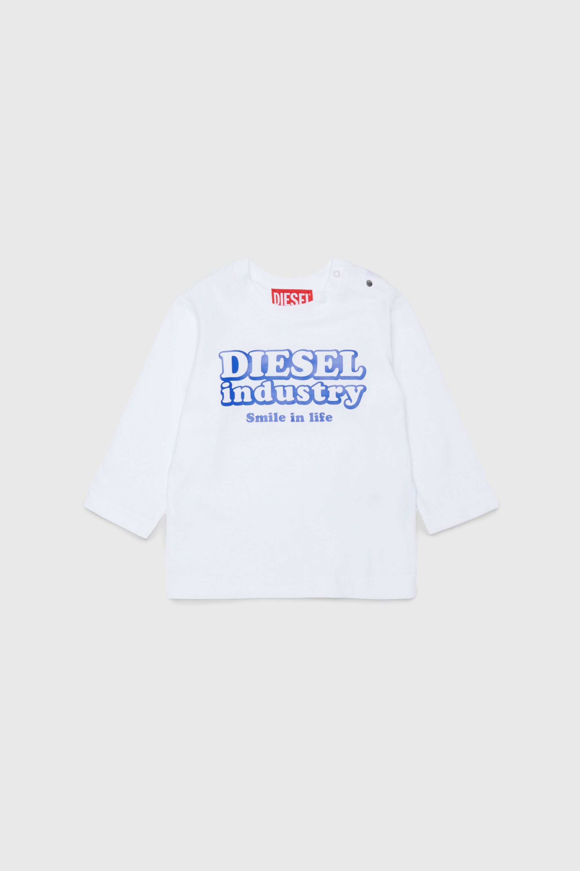 Diesel - TLODIMB, Man's Long-sleeve T-shirt with Diesel Industry print in White - 1