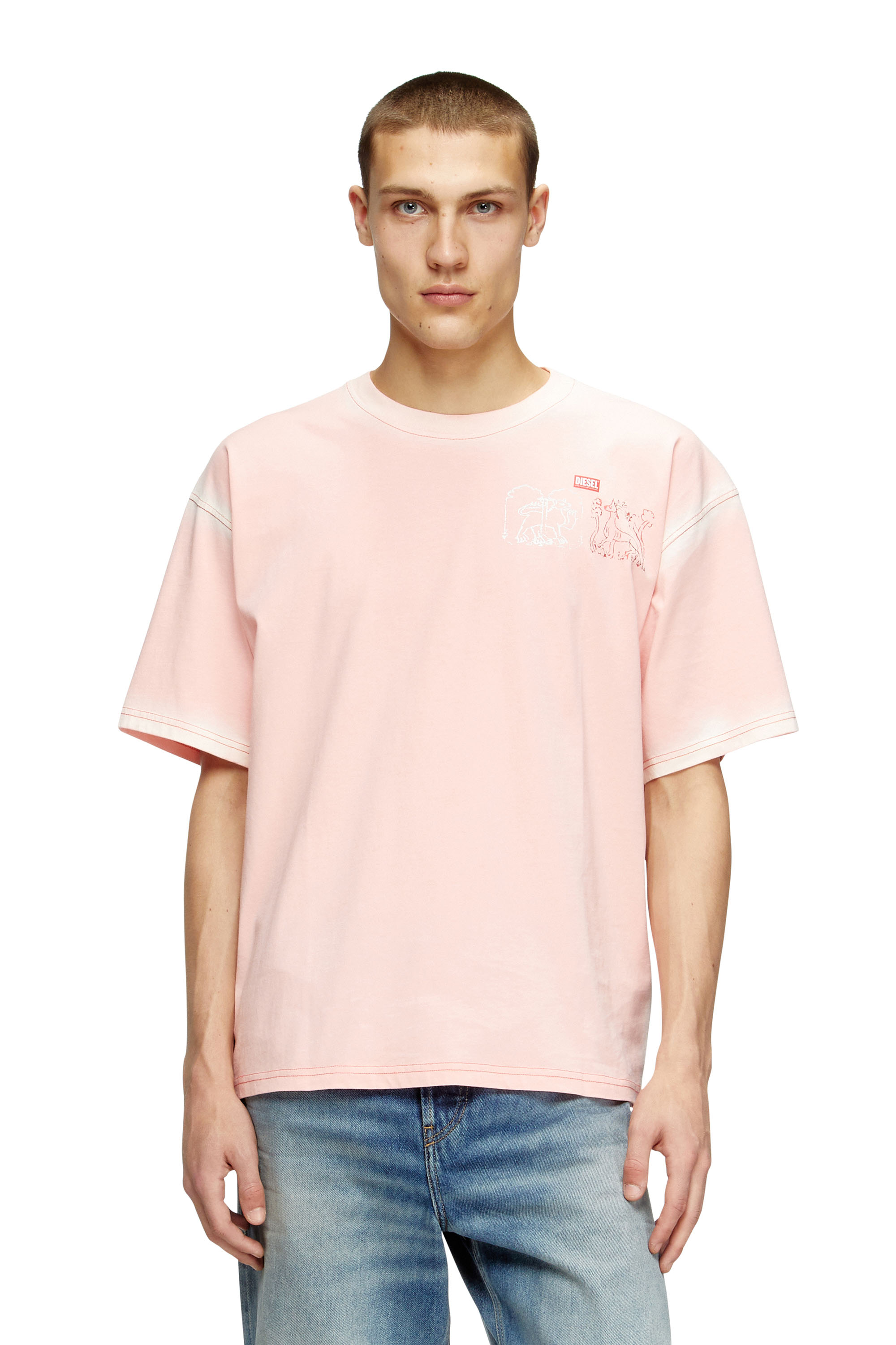 Diesel - T-BOXT-T10, Man's T-shirt with sword print in Pink - 1