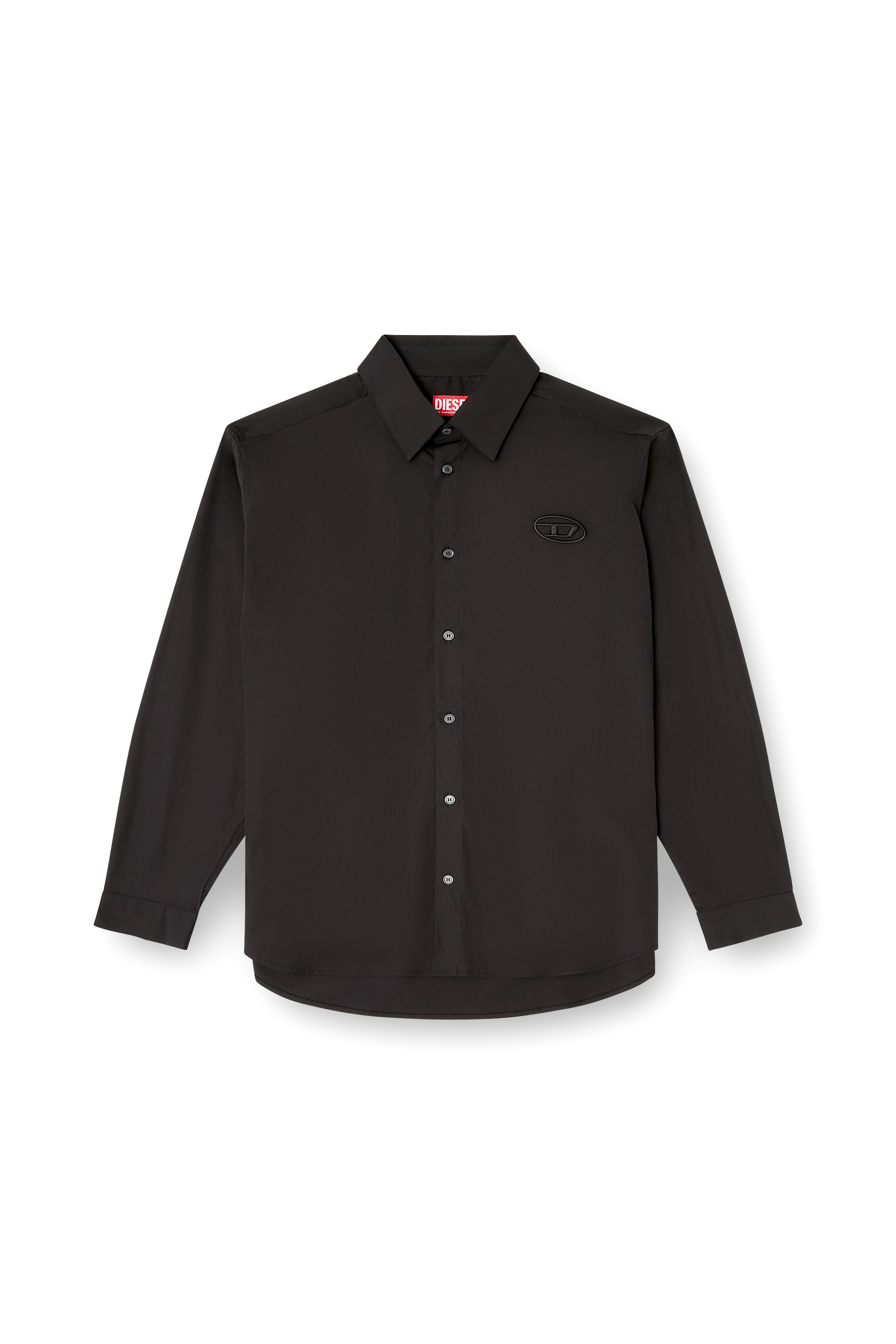 Diesel - S-SIMPLY-GSBH, Man's Stretch poplin shirt with embroidery in Black - 2