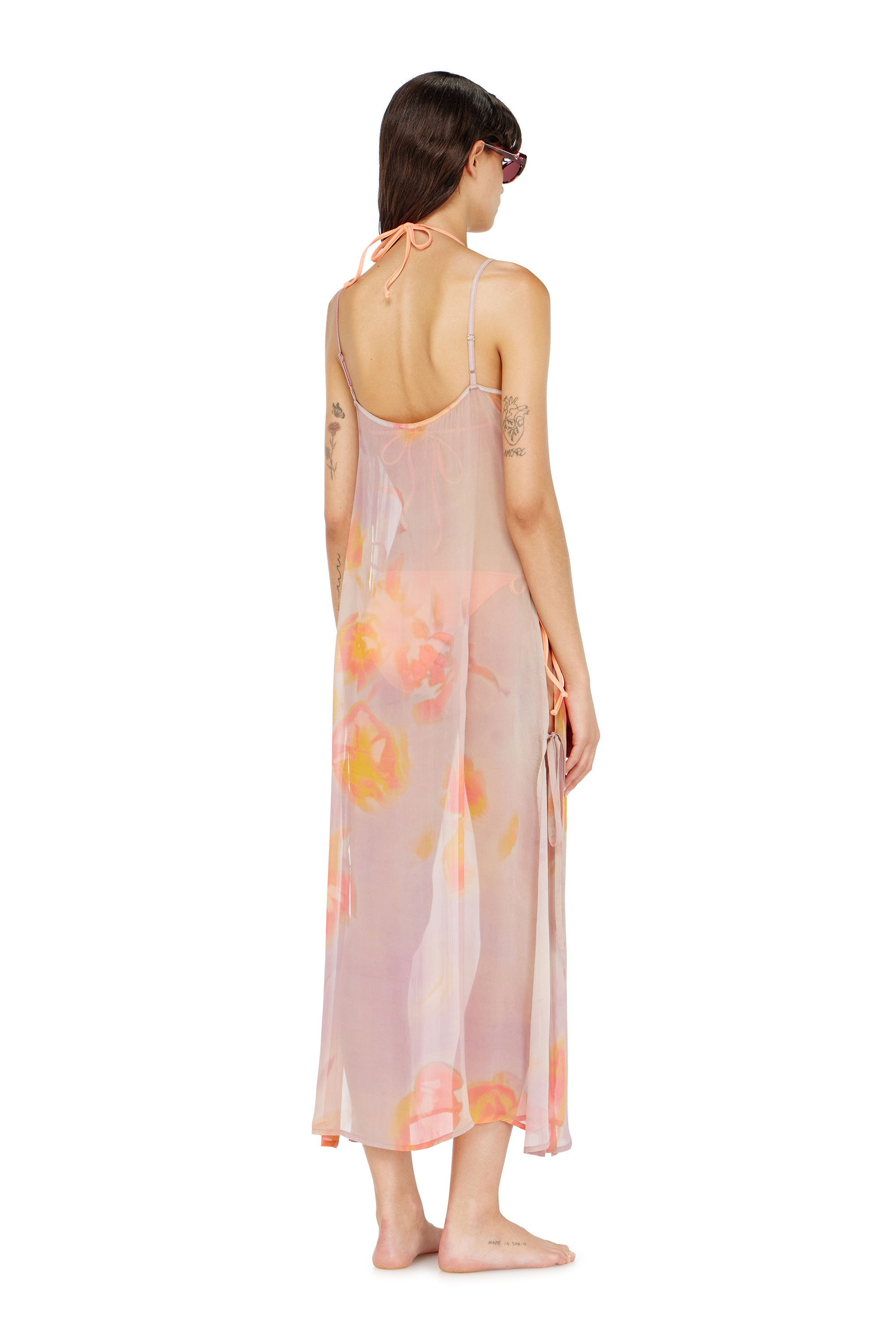Diesel - VANYA-UTLT, Woman's Beach cover-up dress in floral chiffon in null - 4