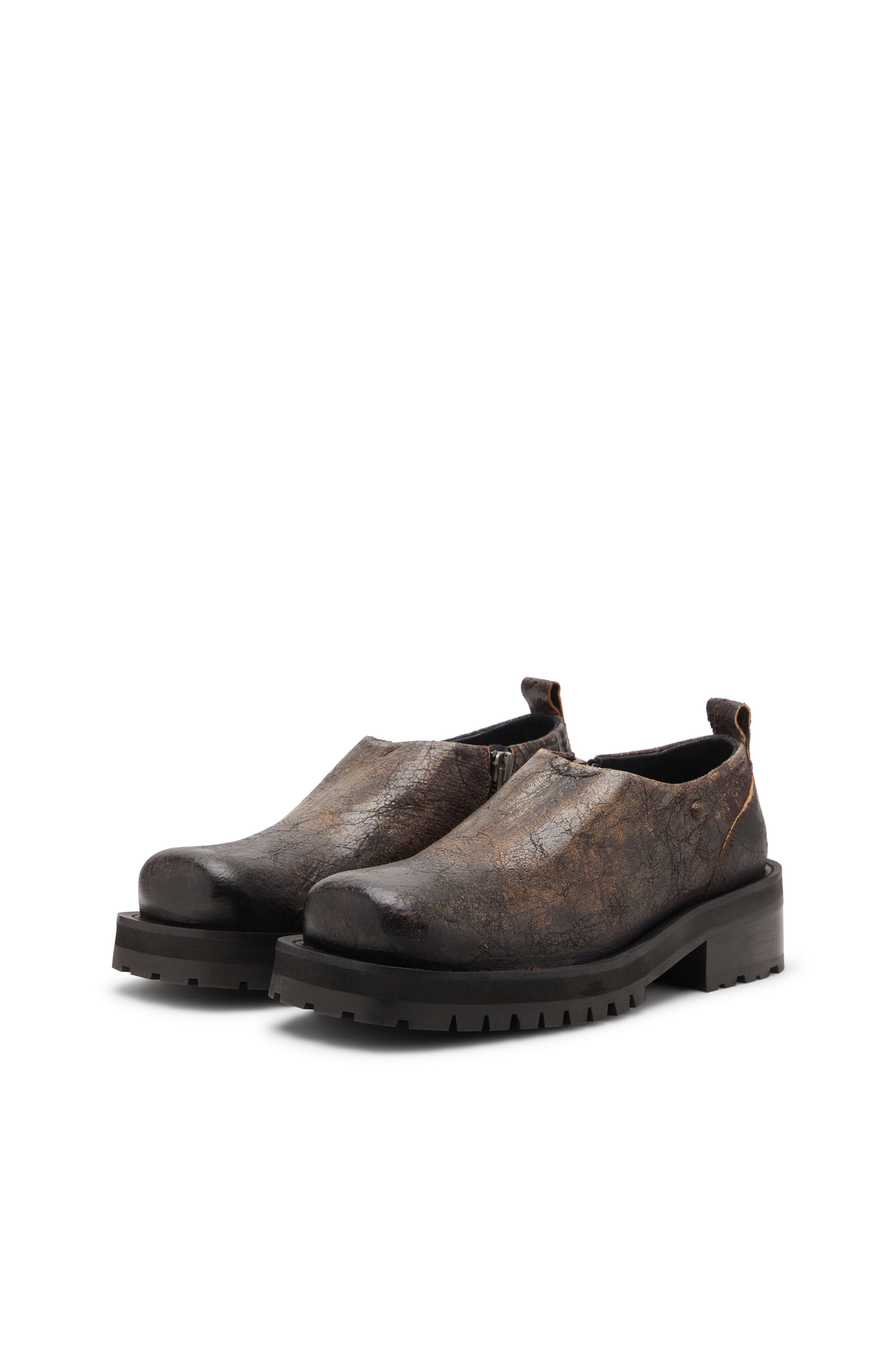 D-TEXAN CLOG, Brown Diesel - D-TEXAN CLOG, Man's D-Texan-Zipped shoes in distressed crackled suede in Brown - 8