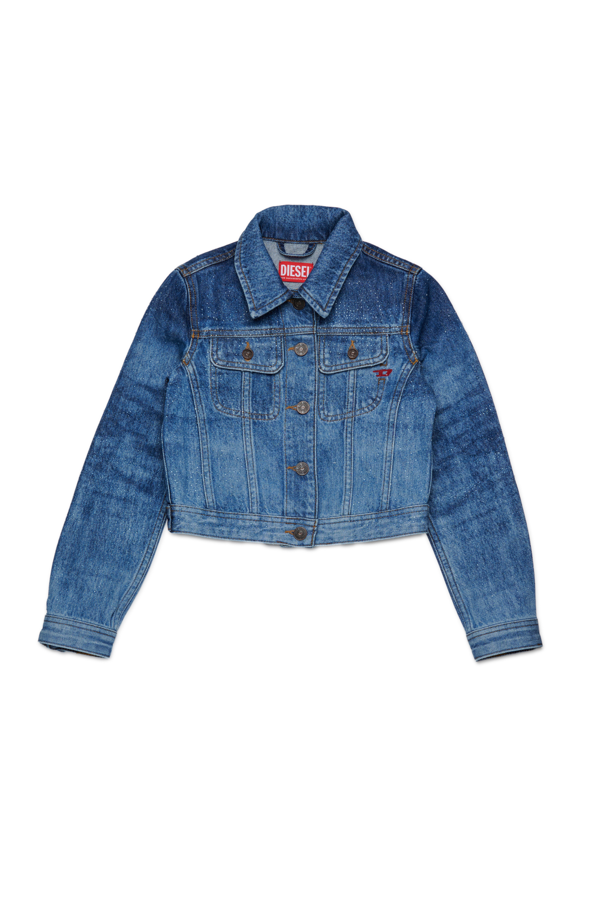 Diesel - JSLIMMY-J, Woman's Trucker jacket in stonewashed denim in Medium blue - 1