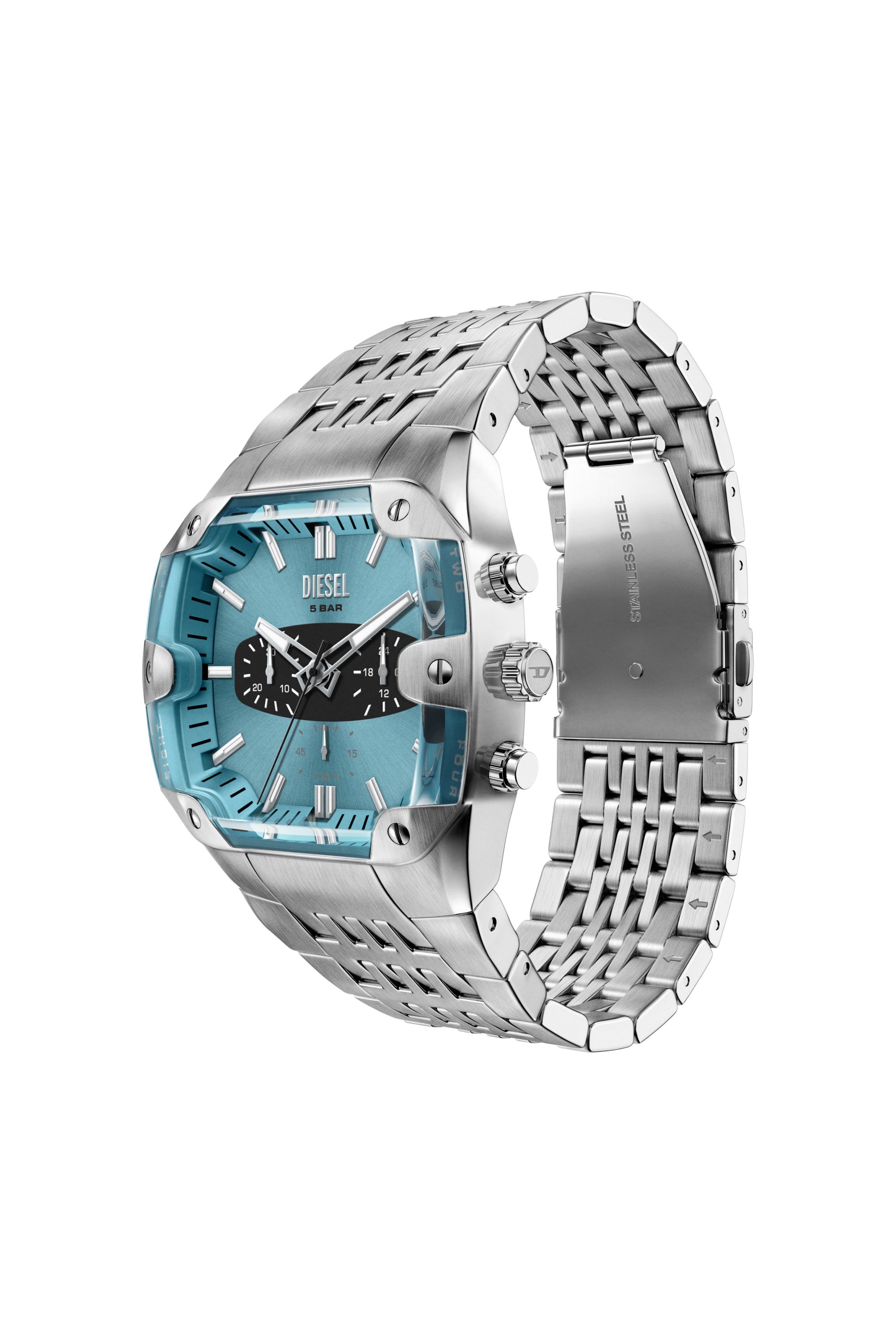 Diesel - DZ4725 WATCH, Man's Spiked cushion stainless steel watch in Silver - 5