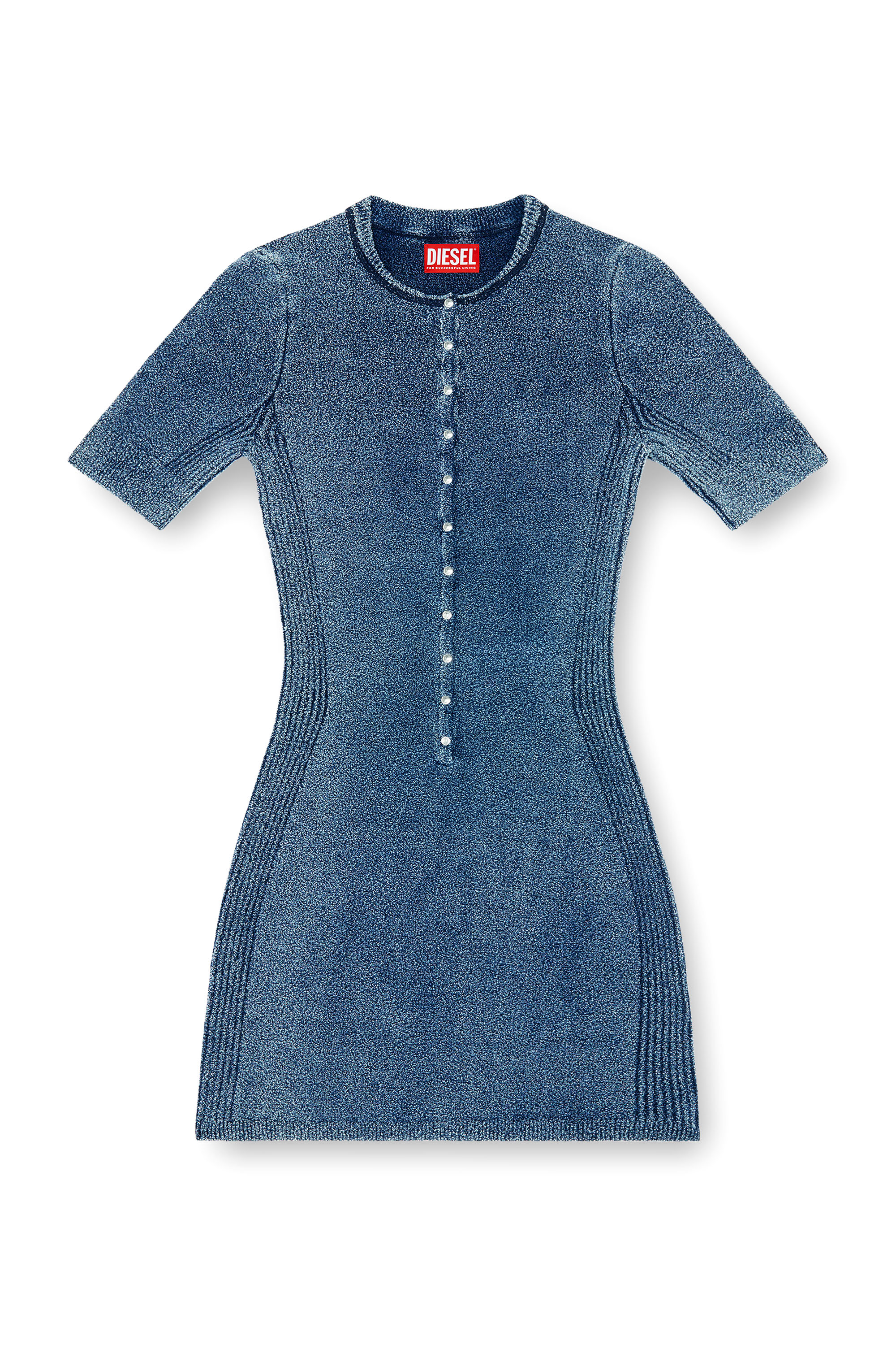 Diesel - M-ESTEE DRESS, Woman's Short dress in indigo boucl&eacute; knit in null - 1