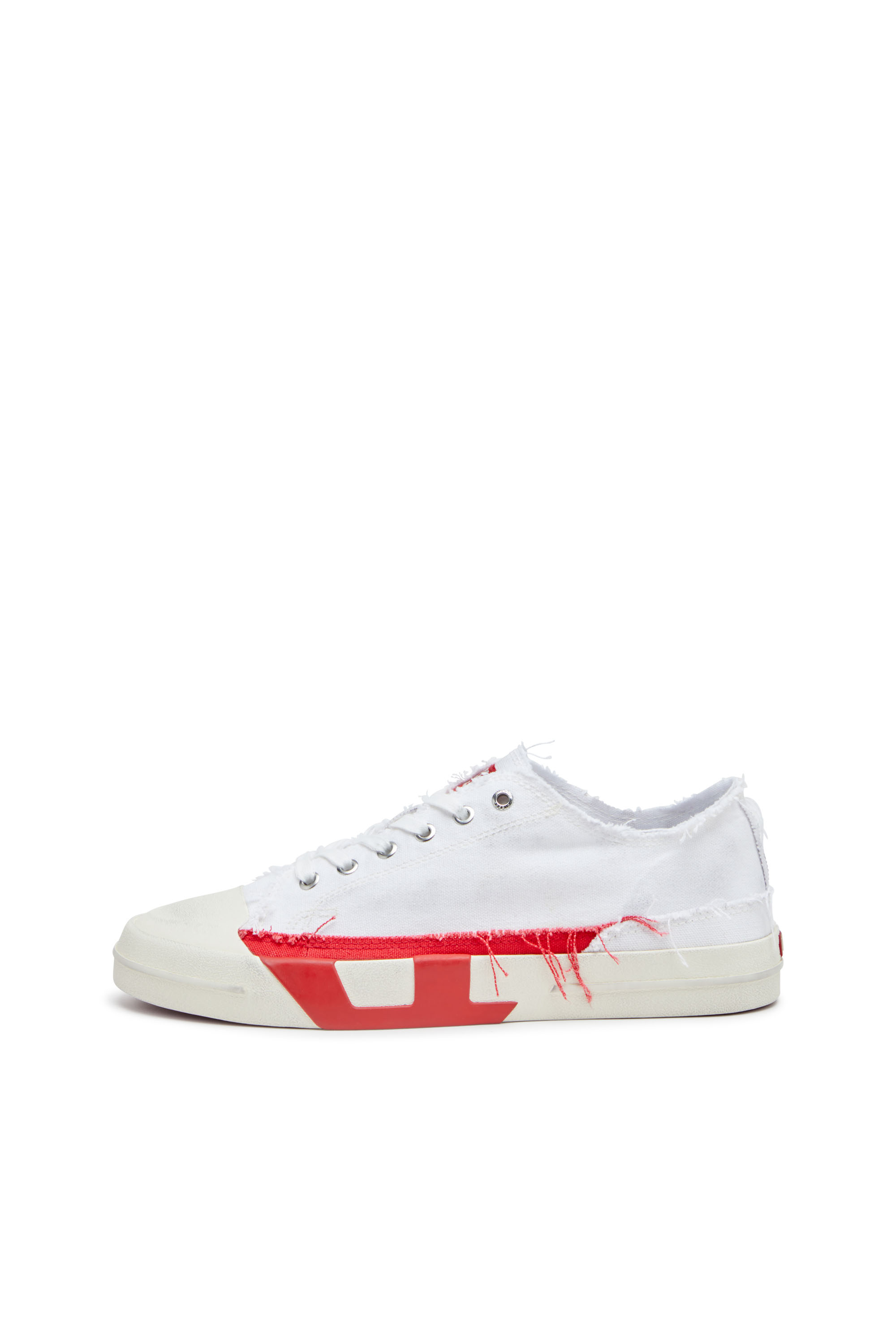 Diesel - S-D-VERSE LOW, Man's S-D-Verse-Dirty-effect canvas sneakers in White/Red - 7