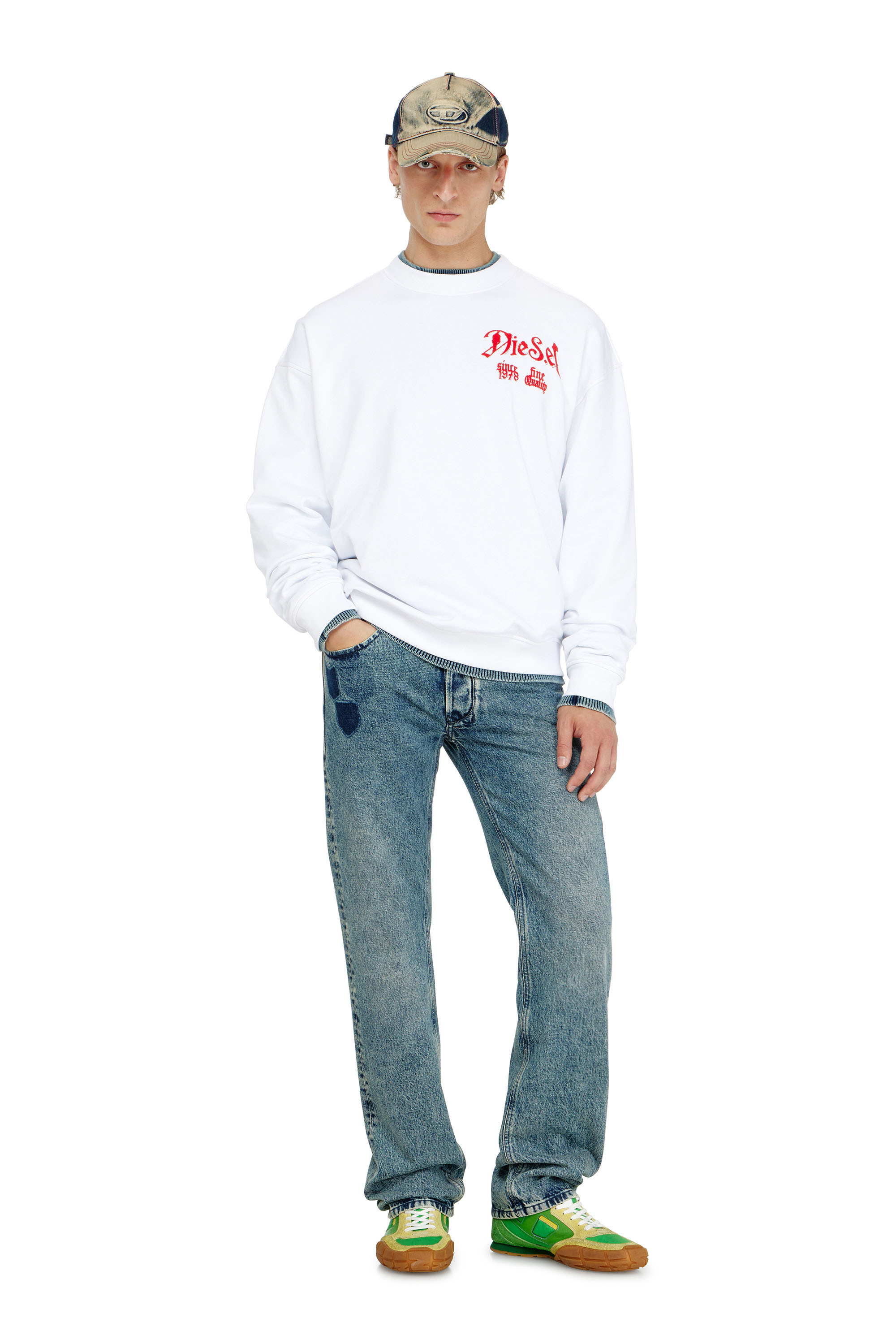 Diesel - S-BOXT-AA2, Man's Cotton sweatshirt with flocked graphics in null - 2
