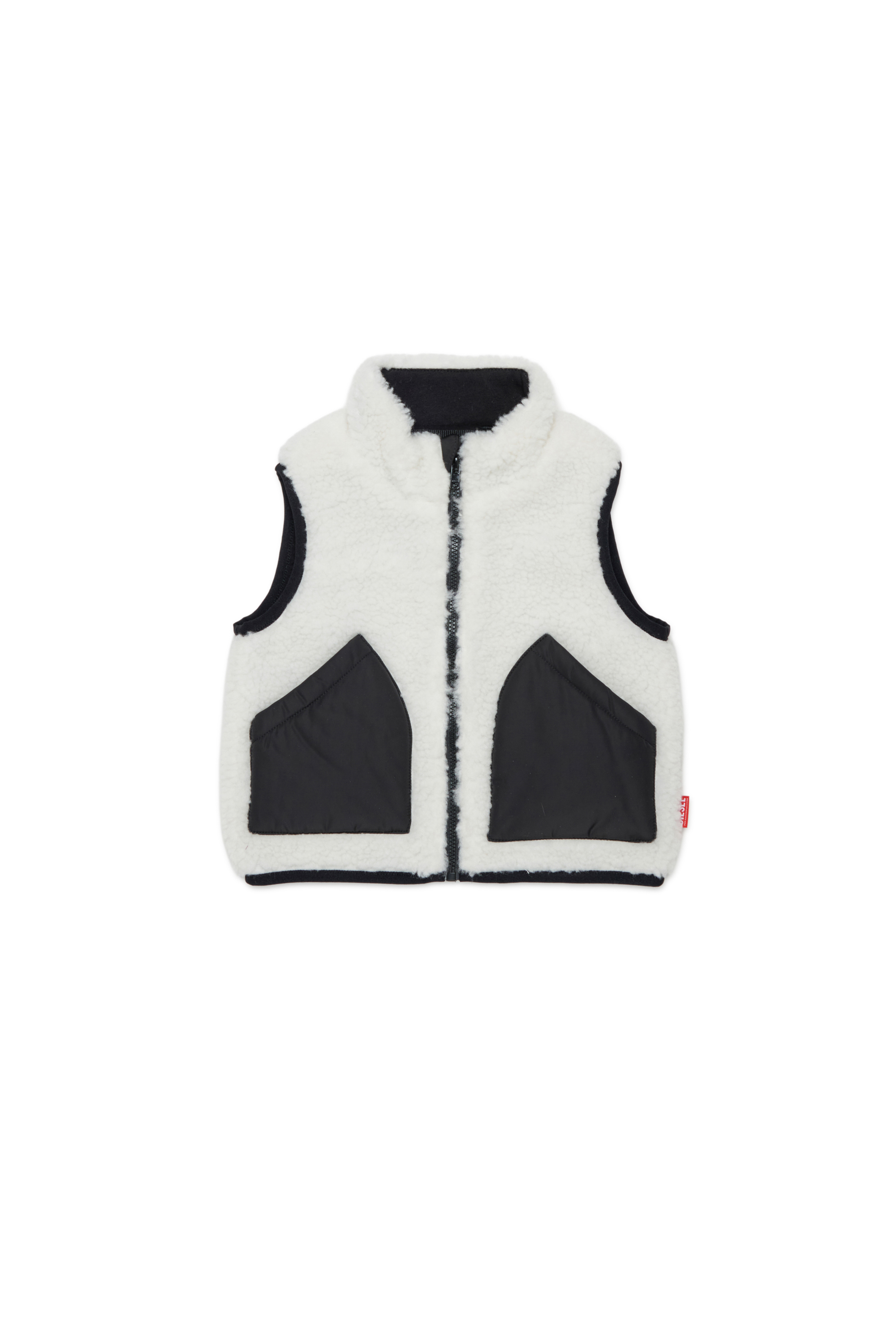 Diesel - JSEARB, Man's Colour-block vest in teddy fleece and nylon in White - 1