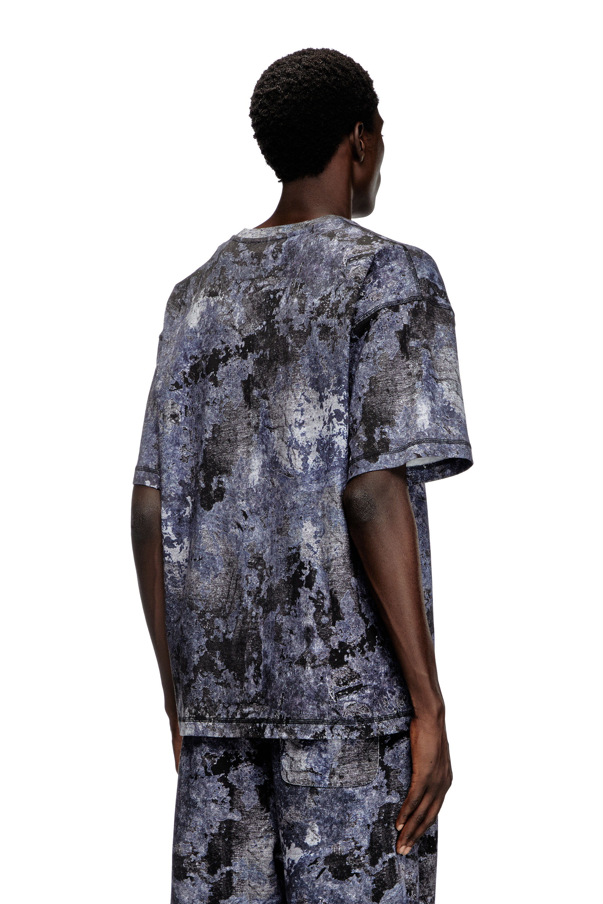 Diesel - T-BOXT-R12, Man's Marble-effect burnout T-shirt in Blue - 4