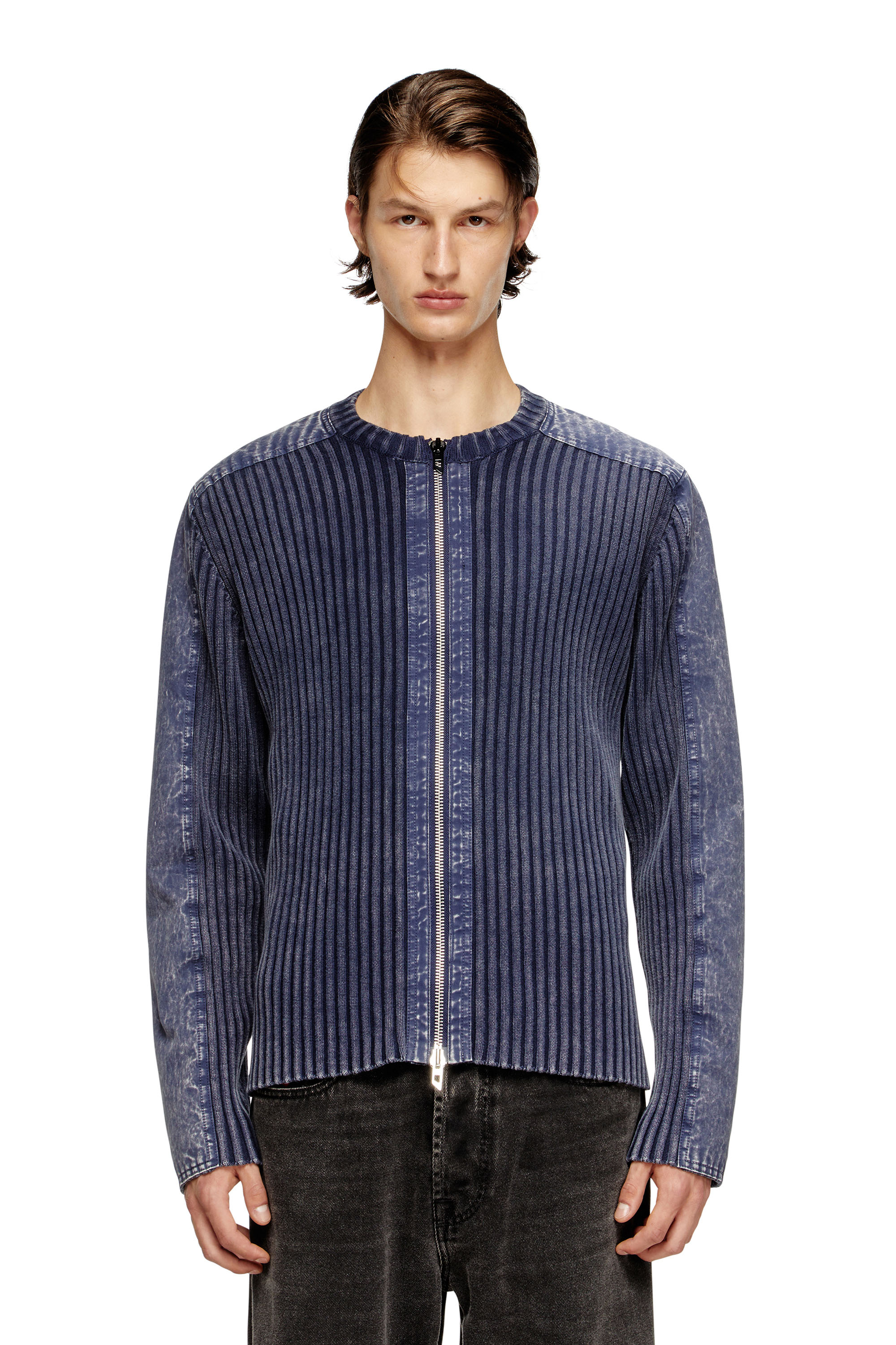 Diesel - K-MATTY, Man's Zip-up cardigan with contrast panels in null - 1