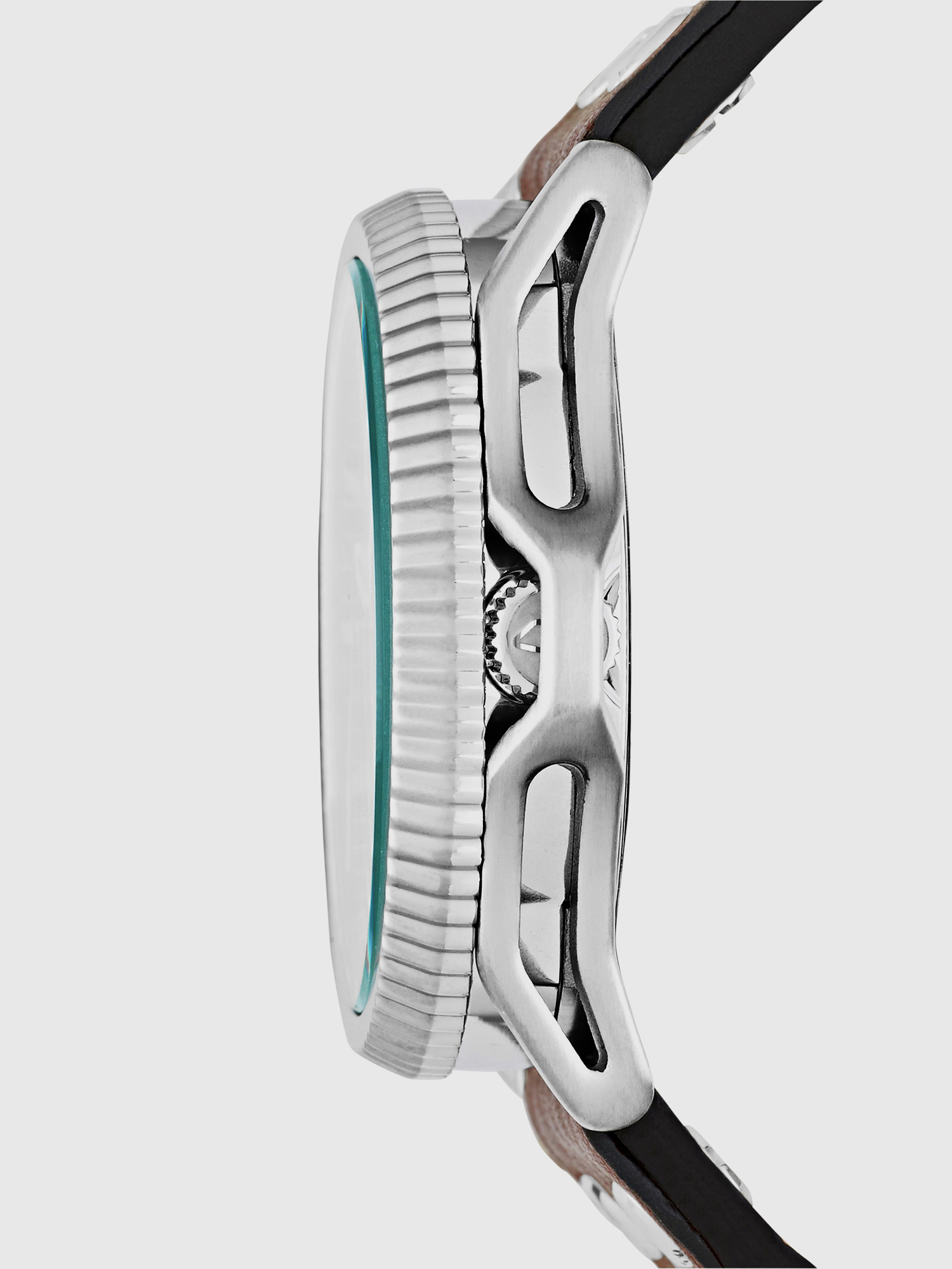 Diesel - DZ1716 ROLLCAGE, Man's Leather watch with three-hand dial, 46 mm in Dark Brown - 2