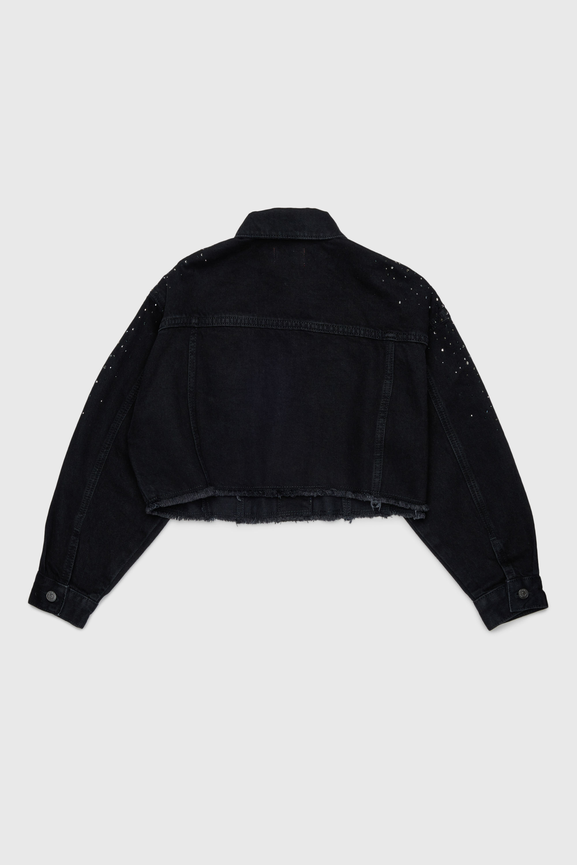 Diesel - JILBY, Woman's Cropped embellished trucker jacket in Black/Dark grey - 2